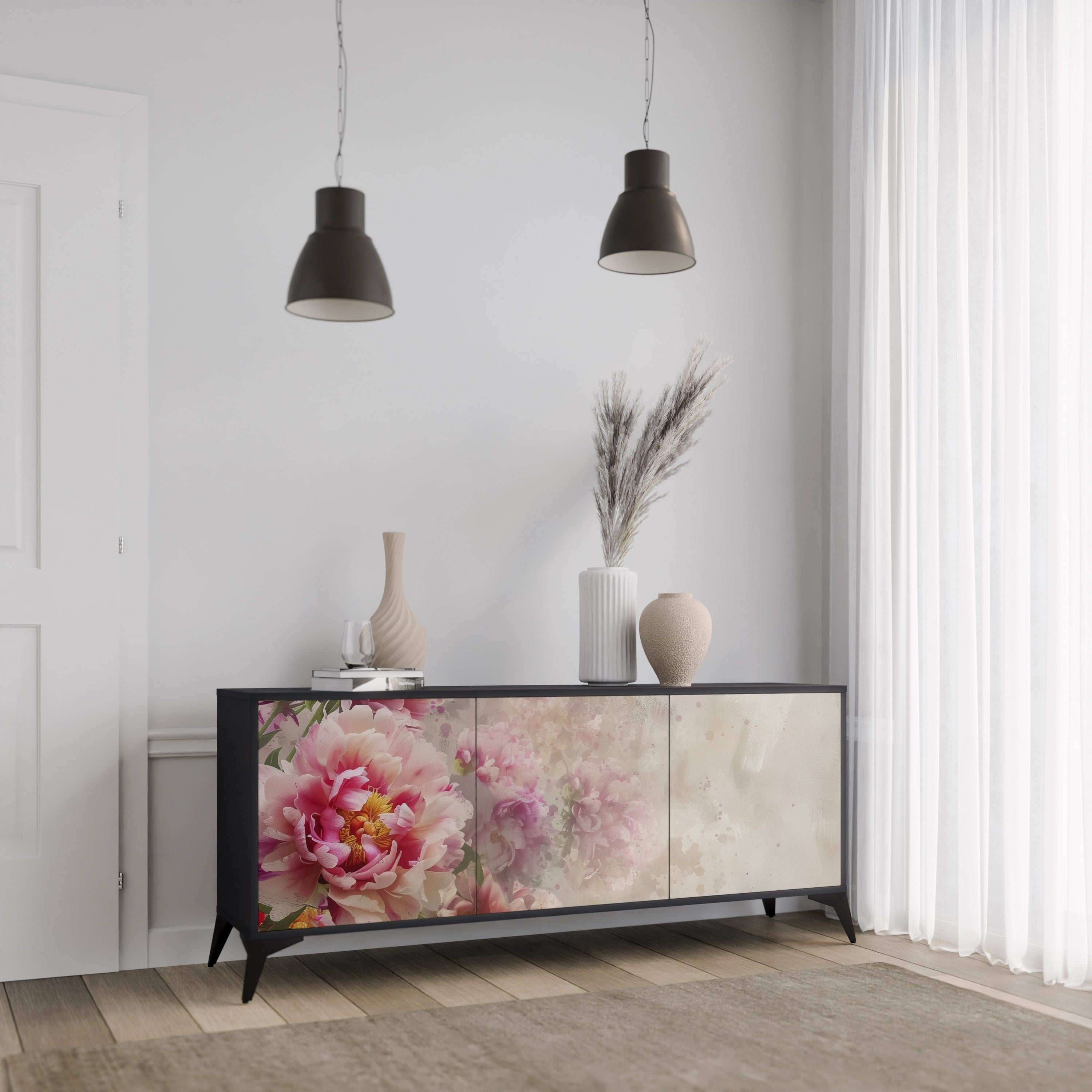 Buffet 3 portes PEONY WHISPER finition noire