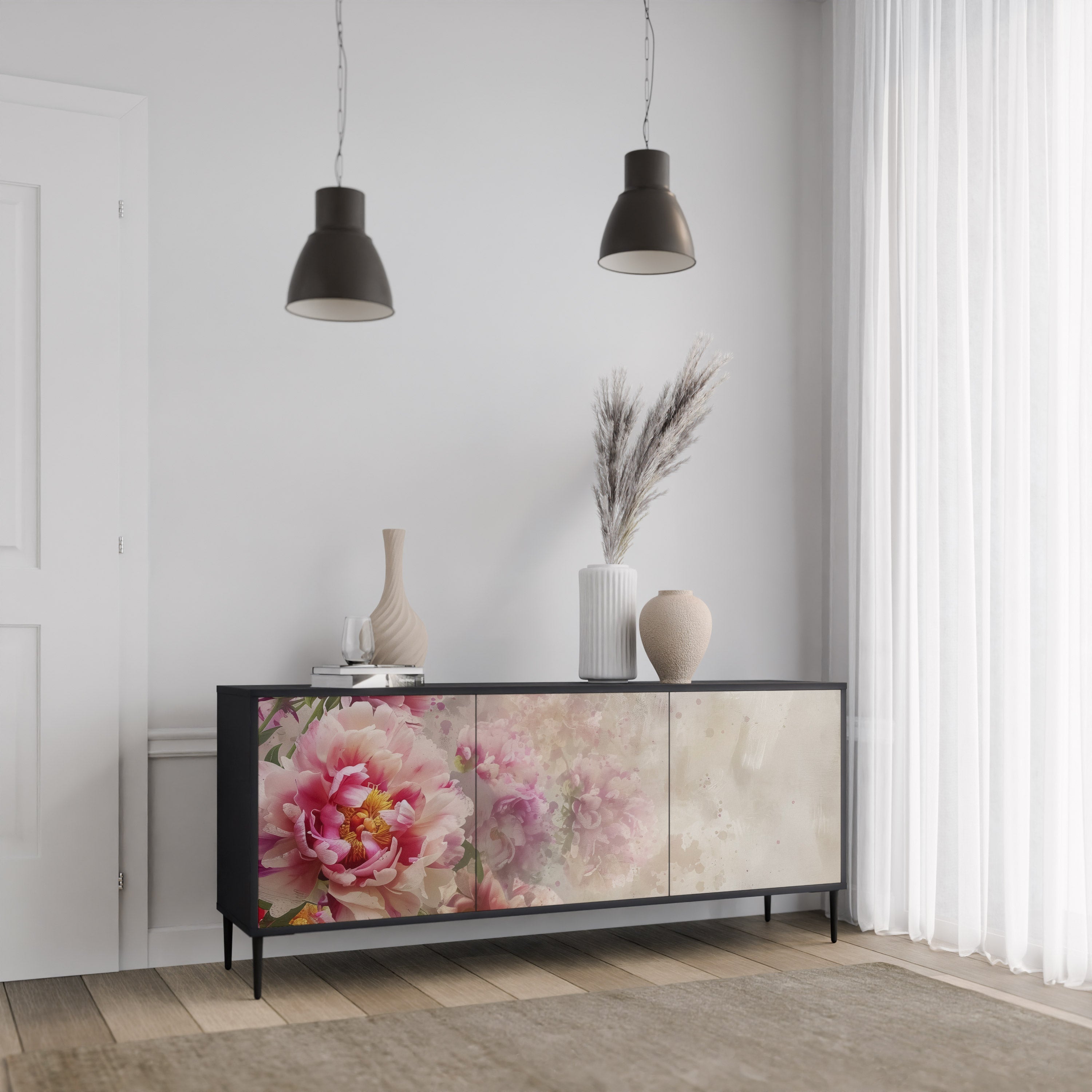 Buffet 3 portes PEONY WHISPER finition noire