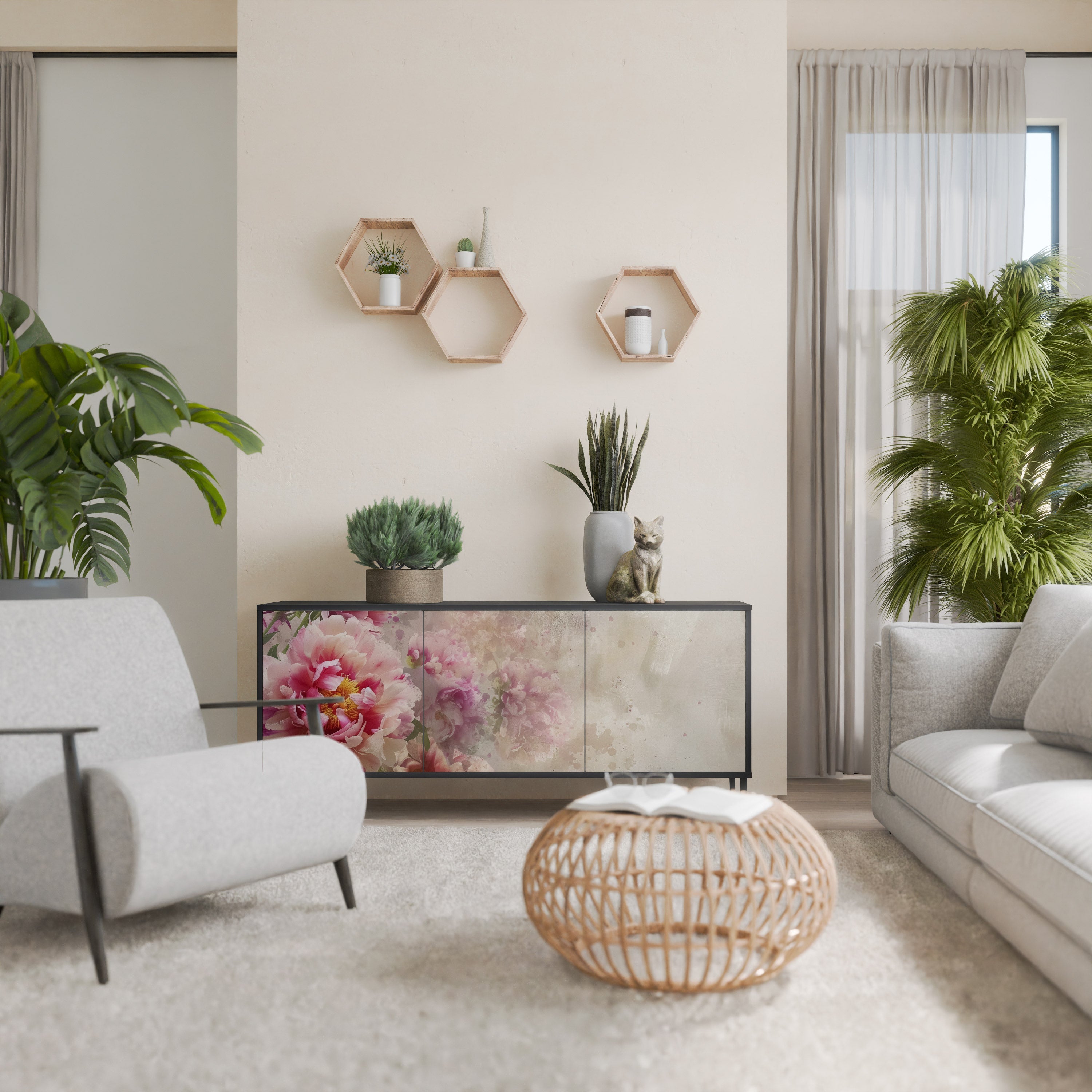 Buffet 3 portes PEONY WHISPER finition noire