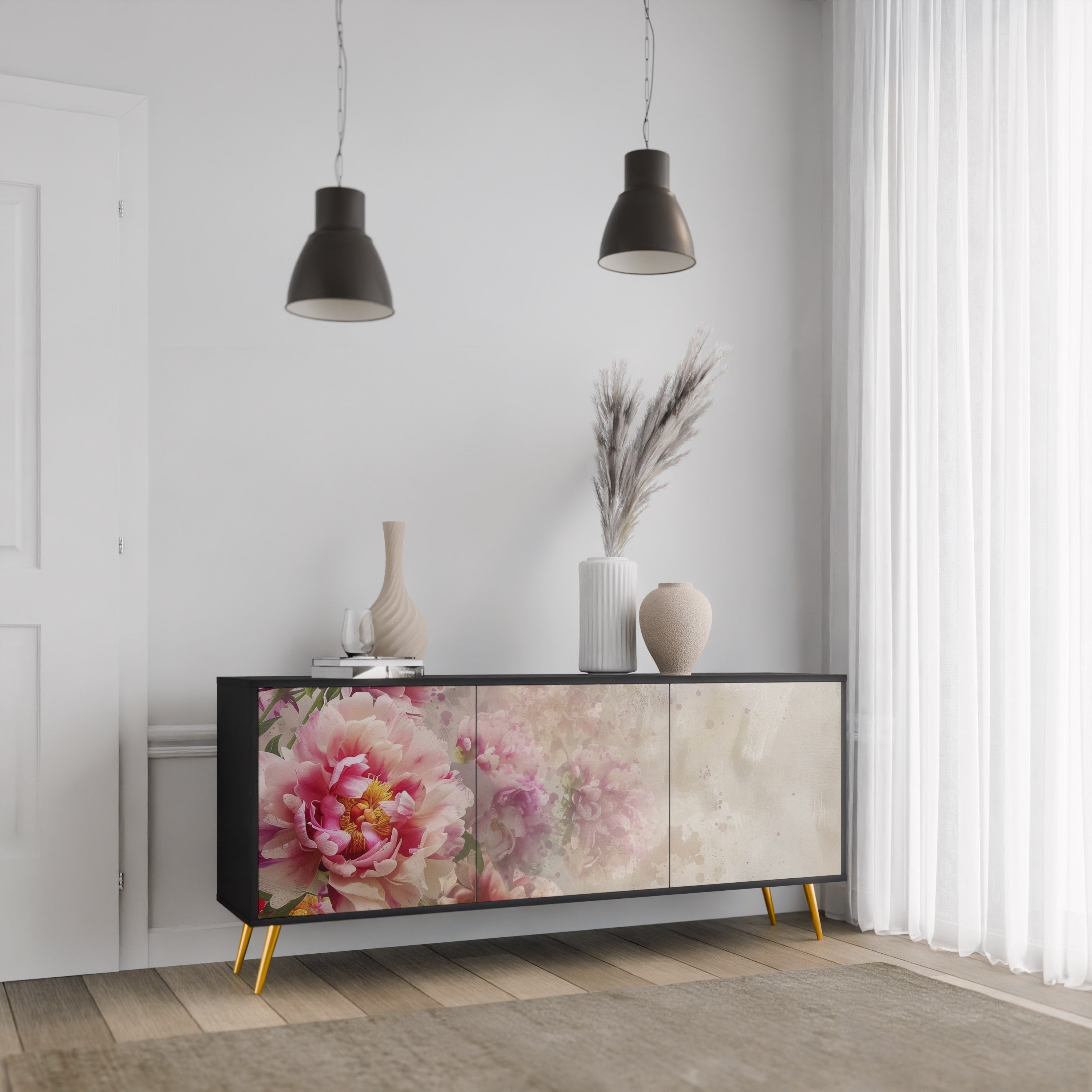 Buffet 3 portes PEONY WHISPER finition noire