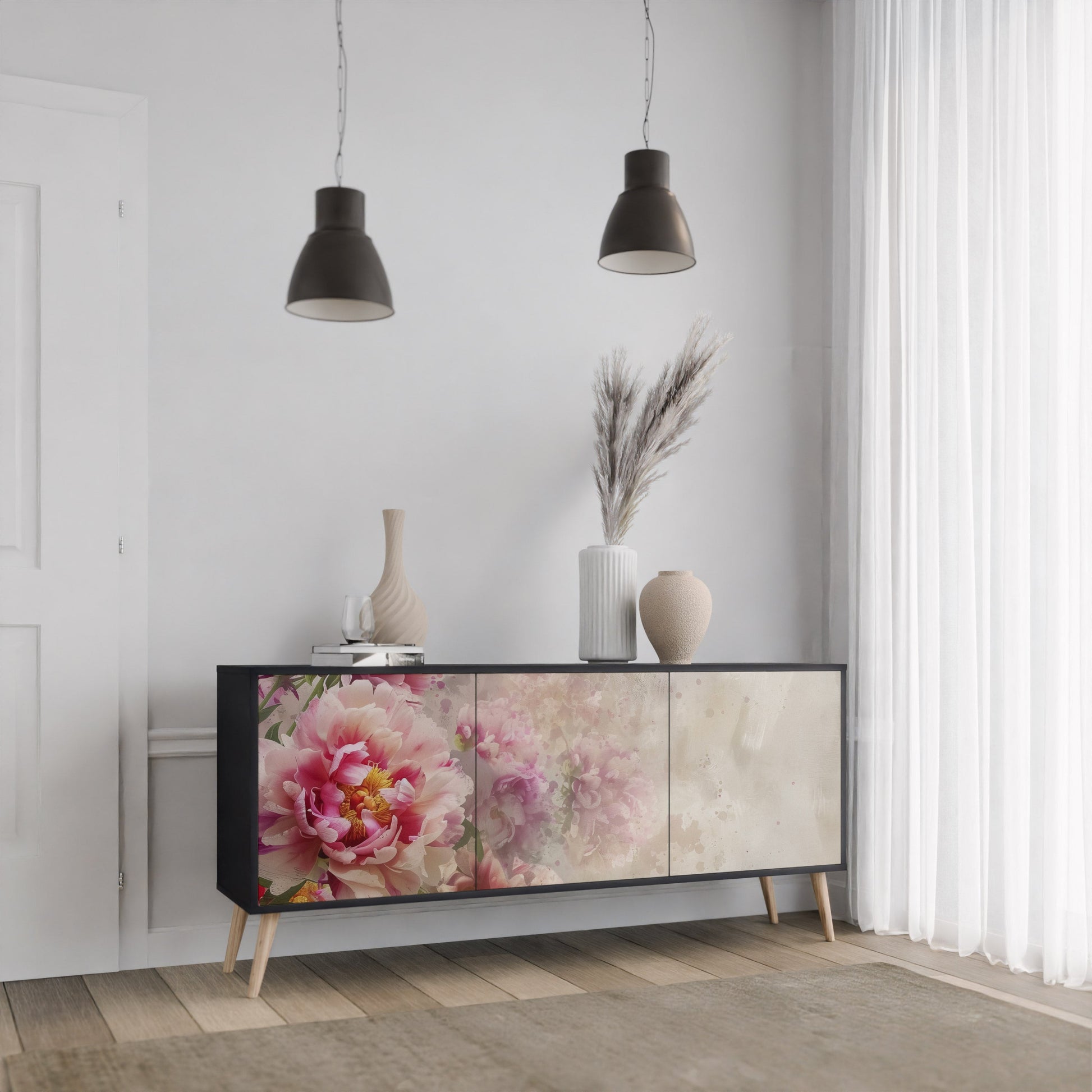 Buffet 3 portes PEONY WHISPER finition noire