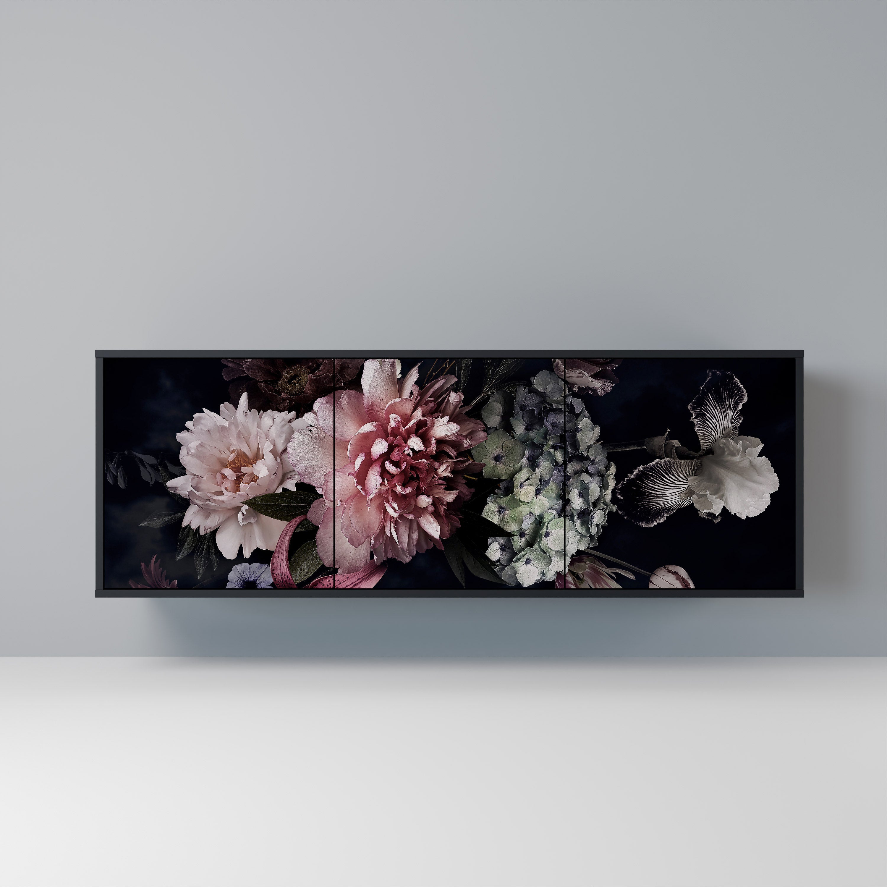 Buffet 3 portes PURE BLOSSOM finition noire