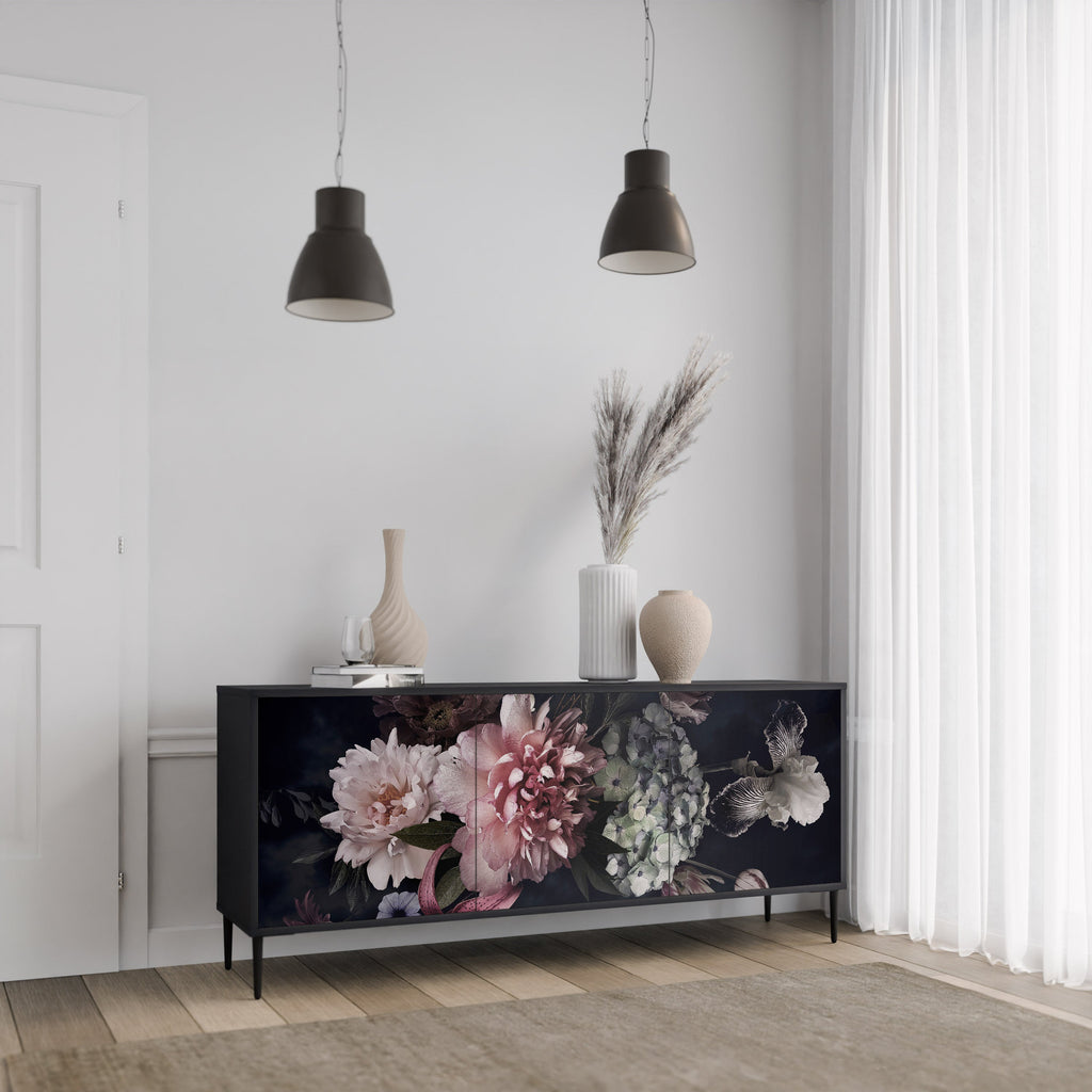Buffet 3 portes PURE BLOSSOM finition noire