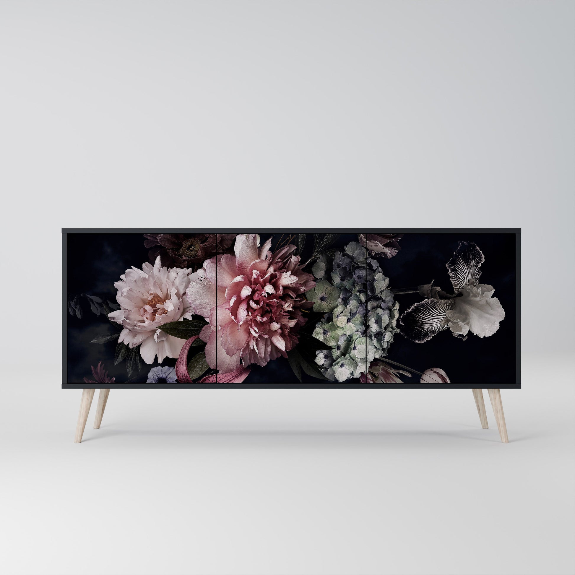 Buffet 3 portes PURE BLOSSOM finition noire