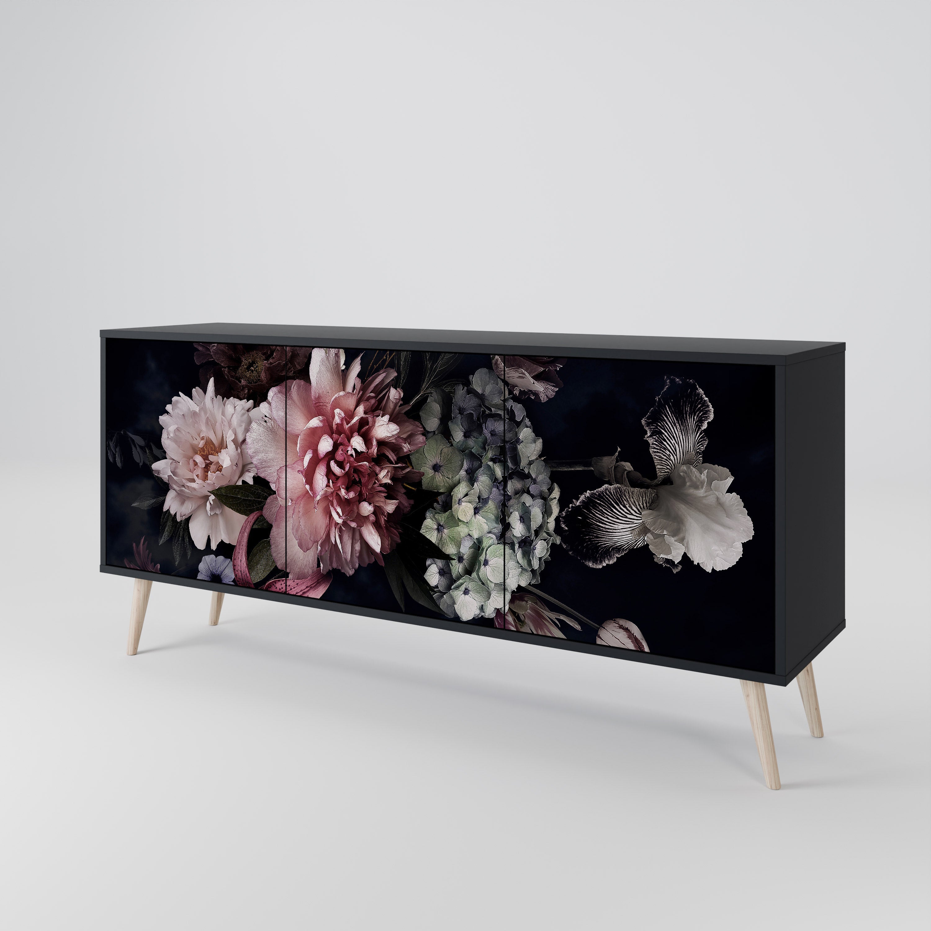 Buffet 3 portes PURE BLOSSOM finition noire
