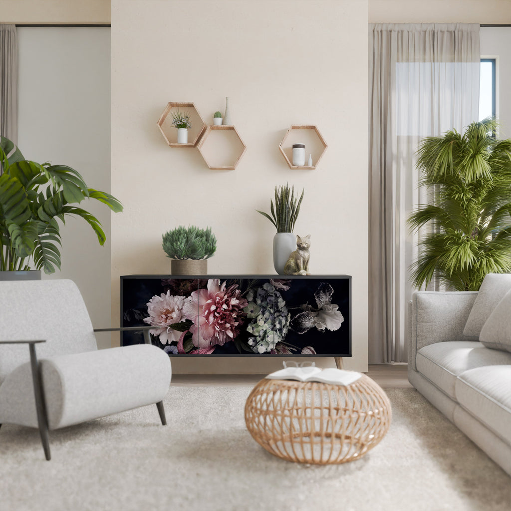 Buffet 3 portes PURE BLOSSOM finition noire