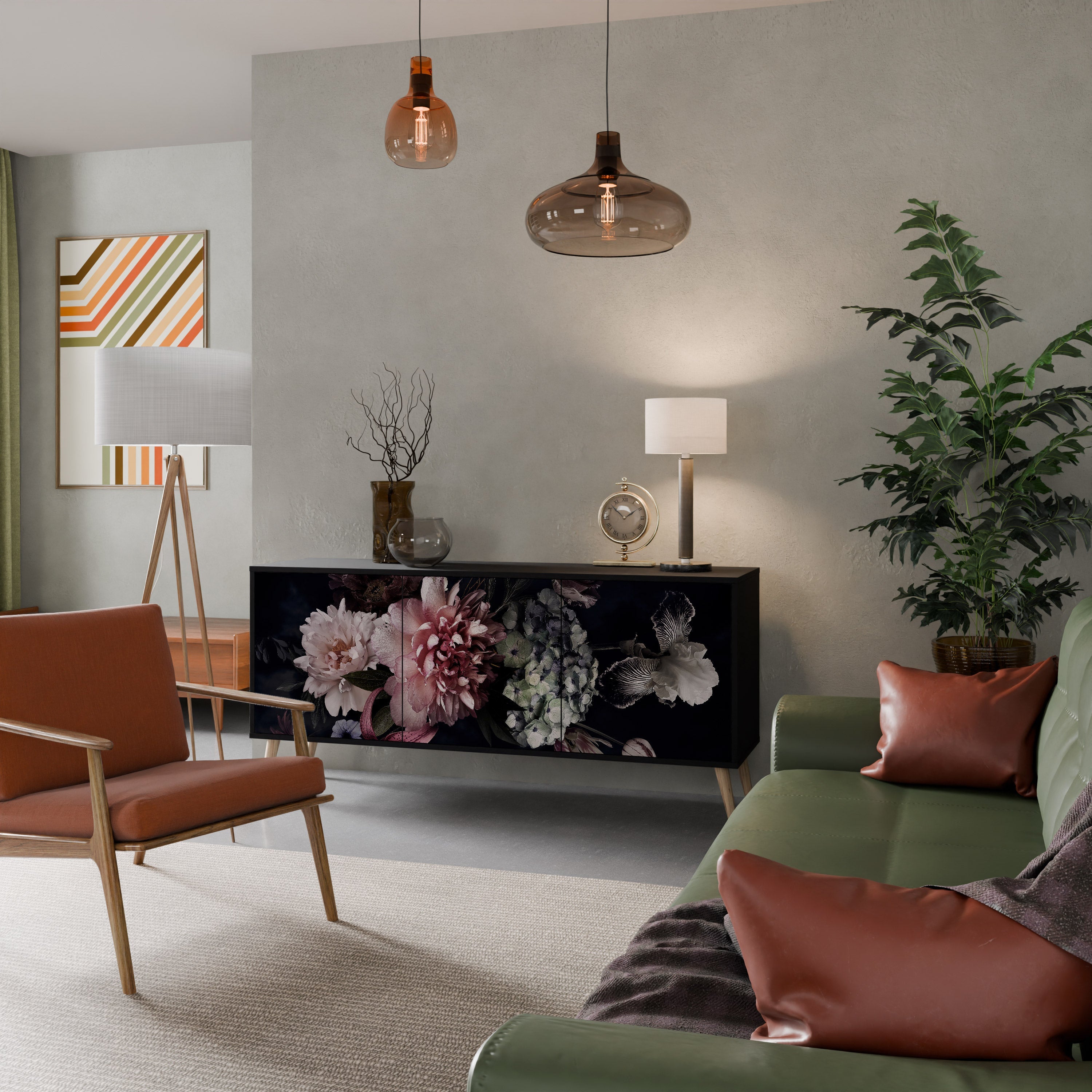 Buffet 3 portes PURE BLOSSOM finition noire