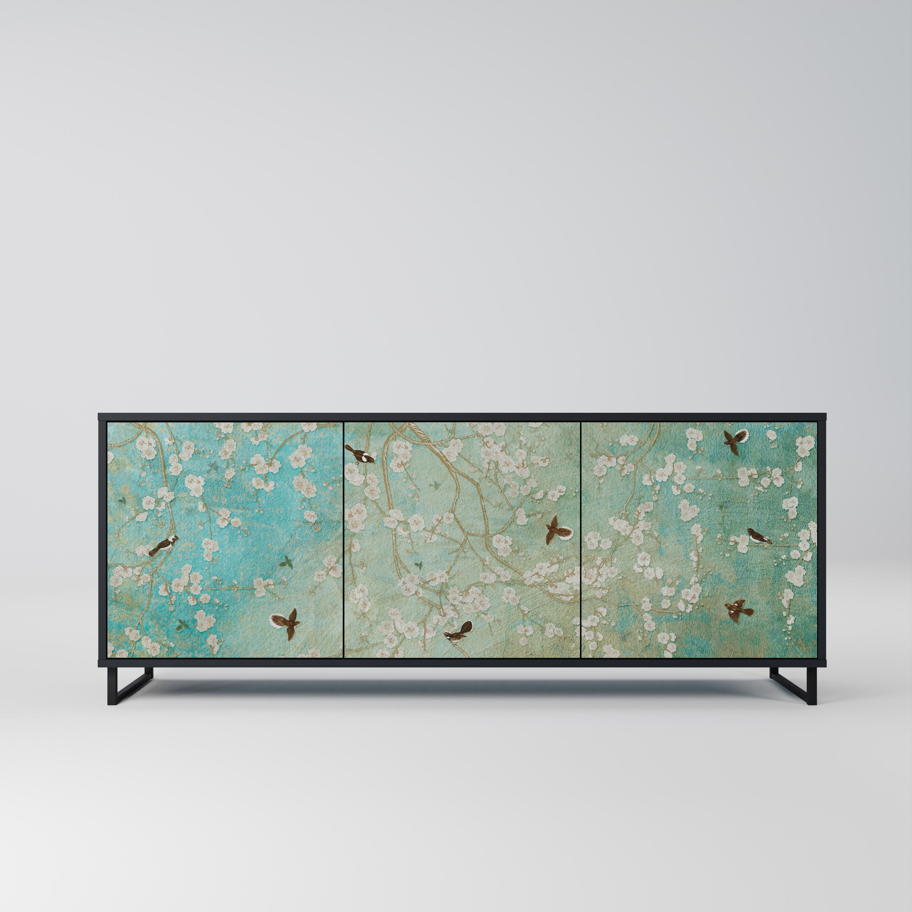 Buffet 3 portes BLOOMING CHARM en finition noire