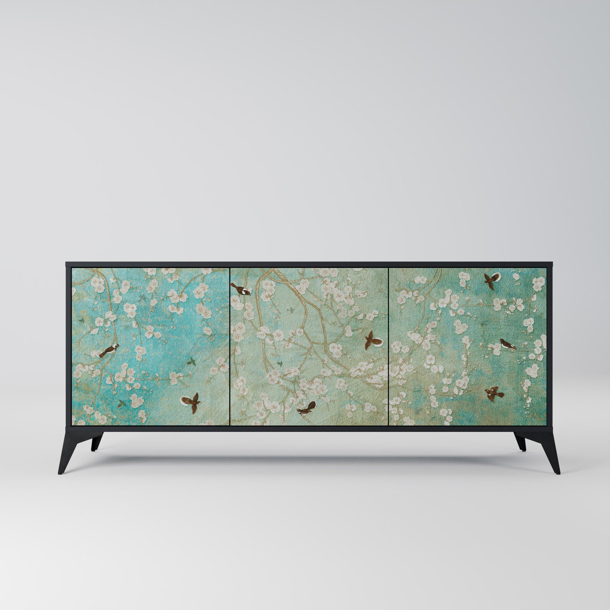 Buffet 3 portes BLOOMING CHARM en finition noire