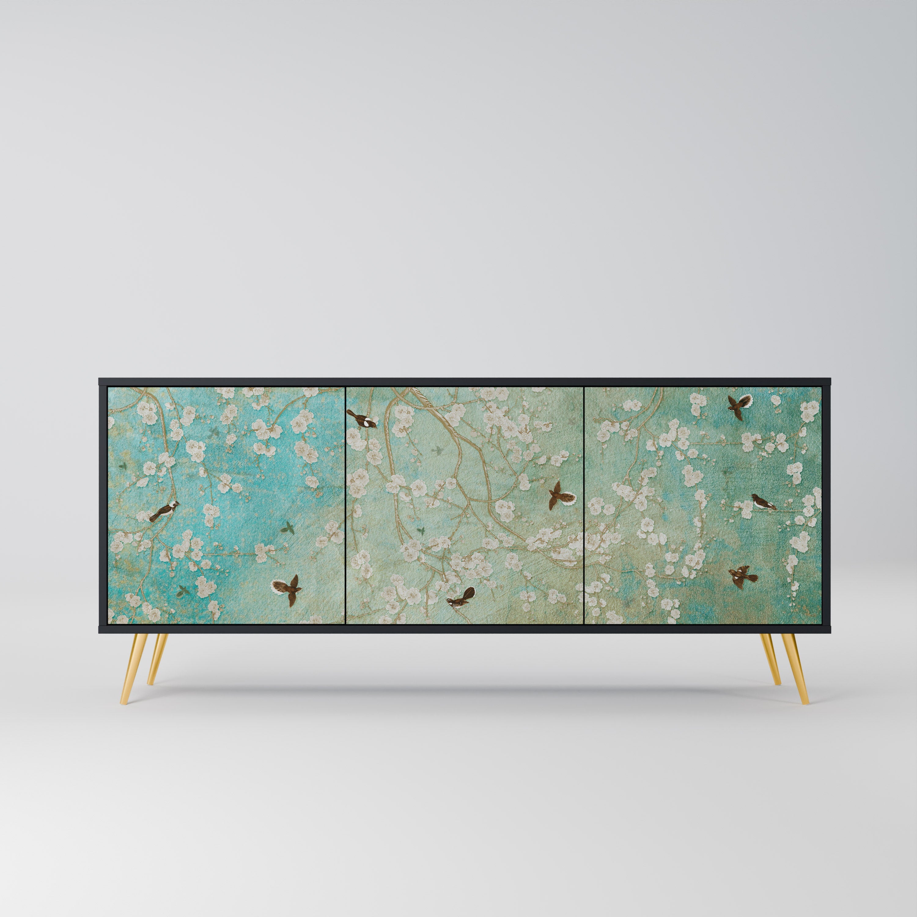 Buffet 3 portes BLOOMING CHARM en finition noire