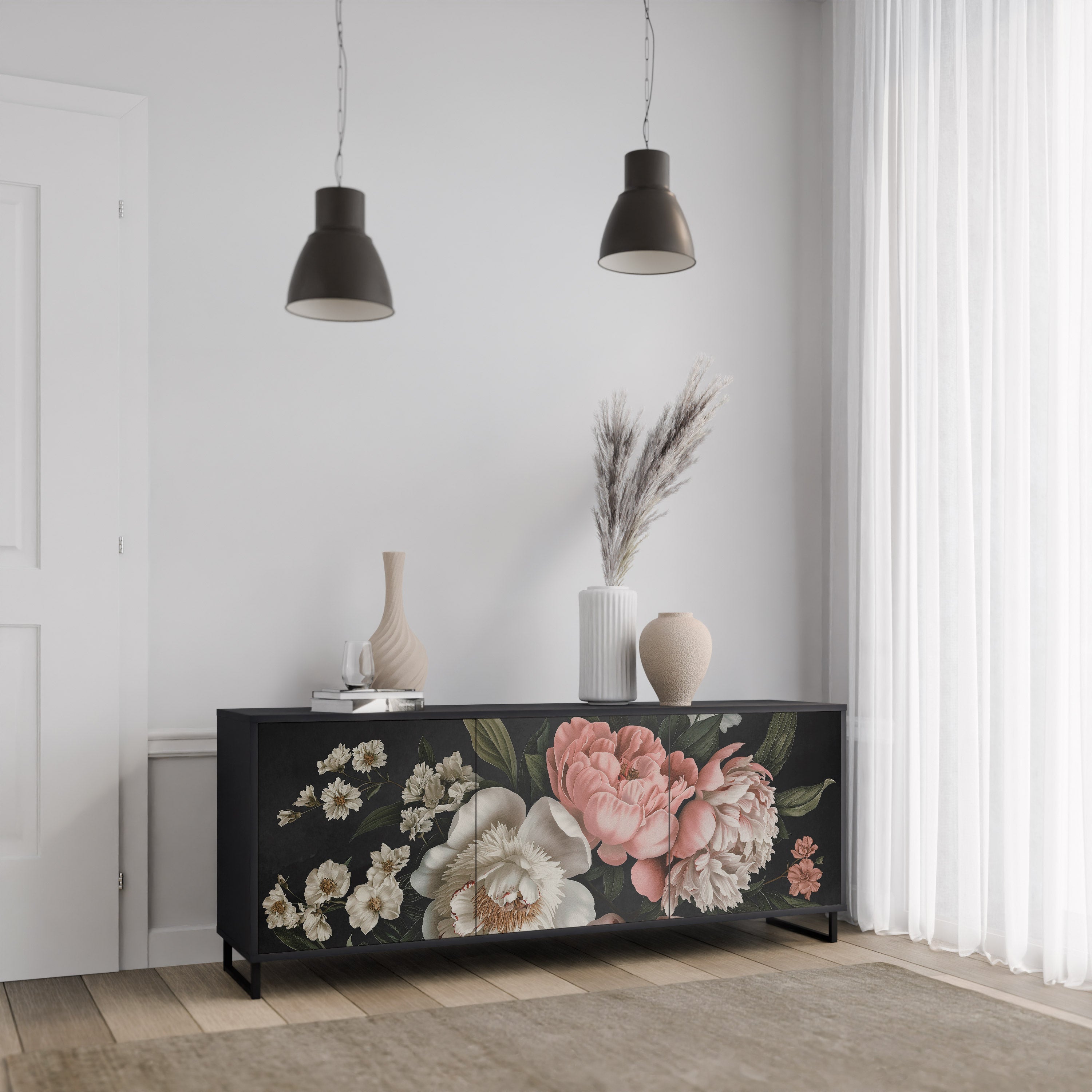 Buffet 3 portes LUSH ELEGANCE finition noire