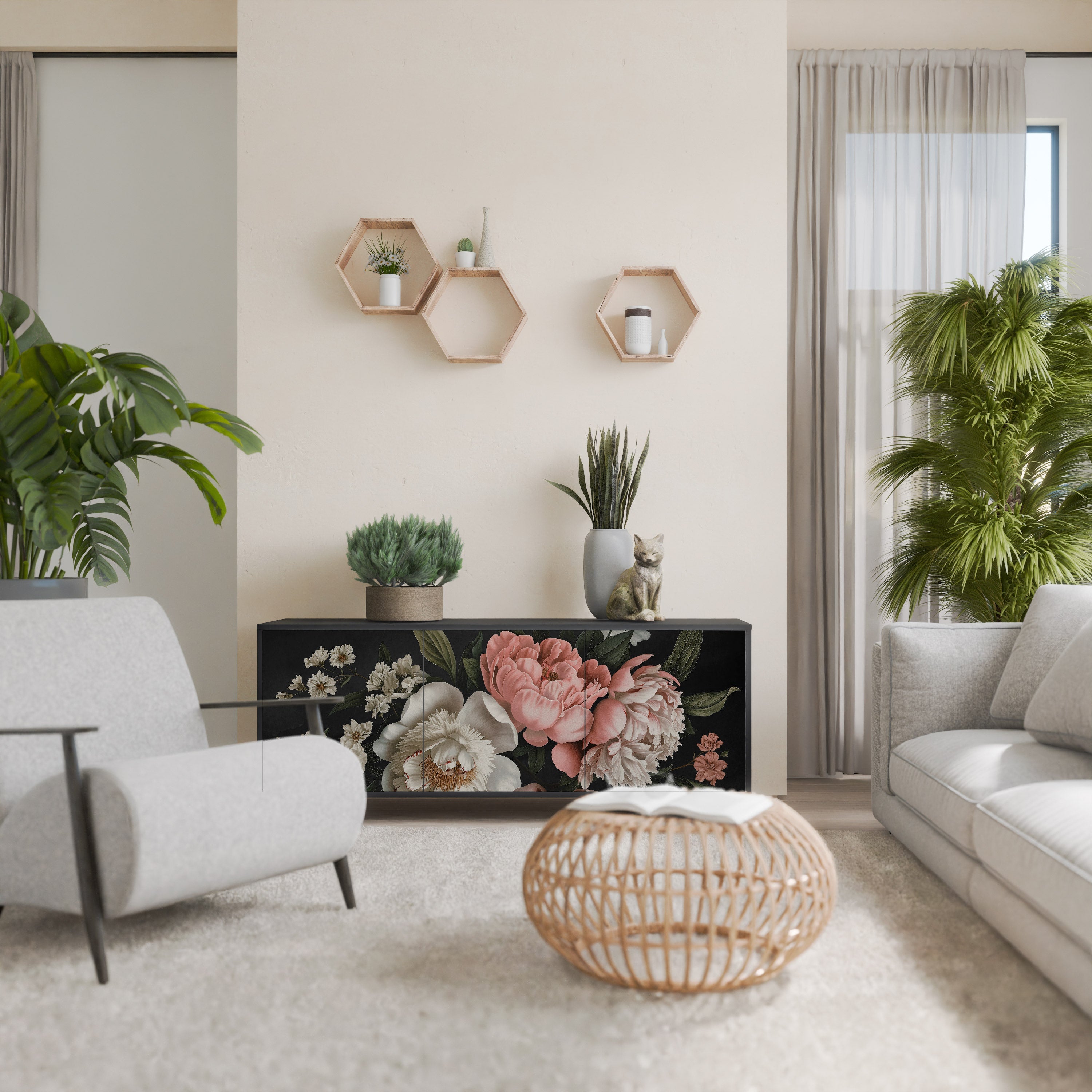 Buffet 3 portes LUSH ELEGANCE finition noire