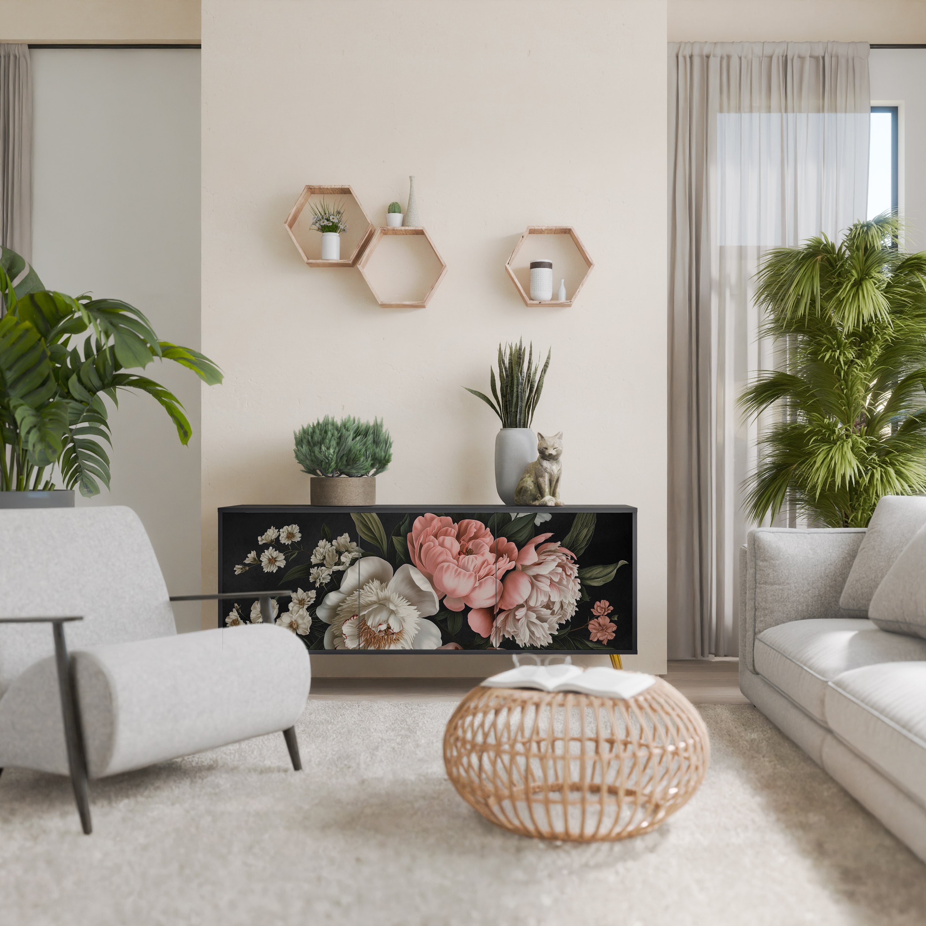 Buffet 3 portes LUSH ELEGANCE finition noire