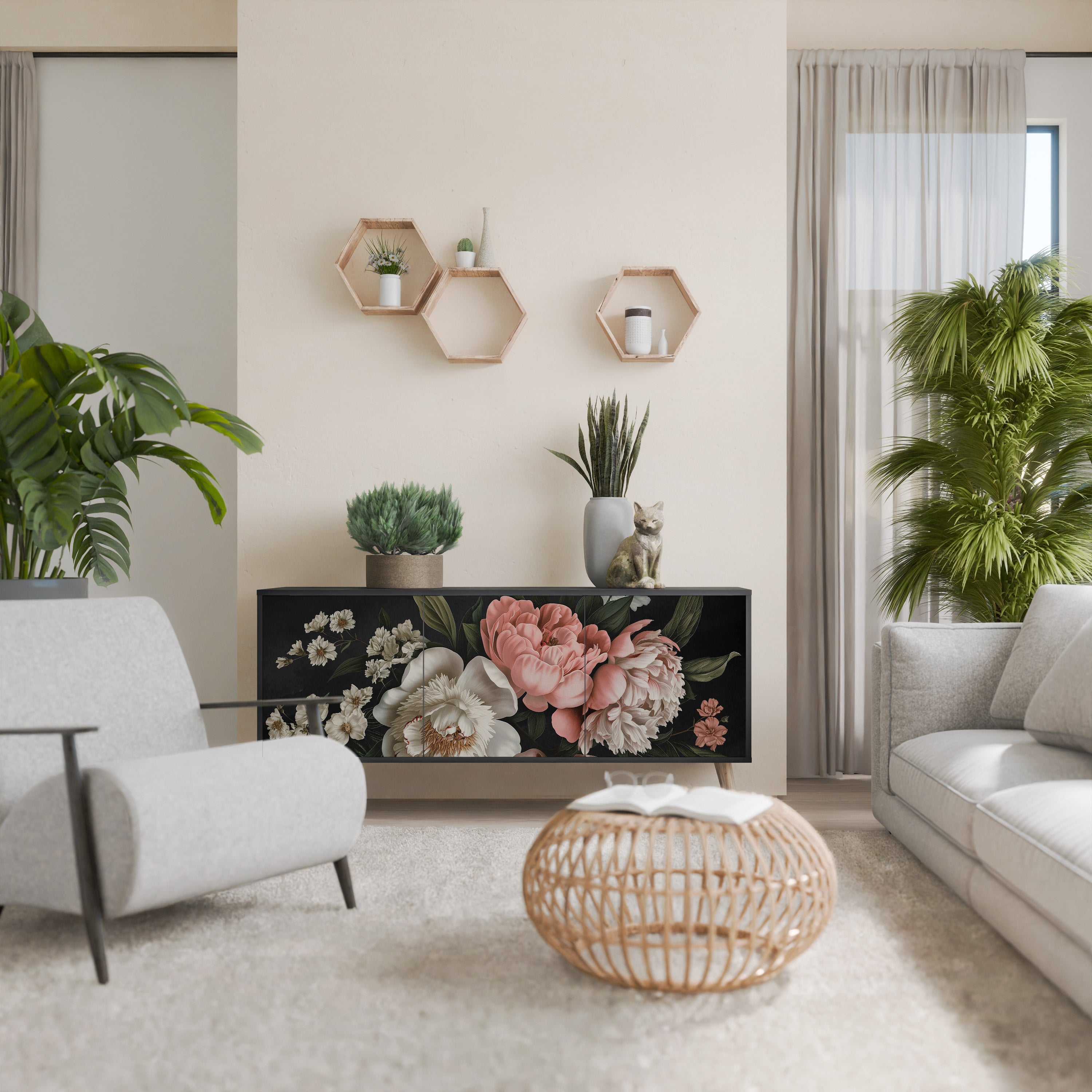 Buffet 3 portes LUSH ELEGANCE finition noire