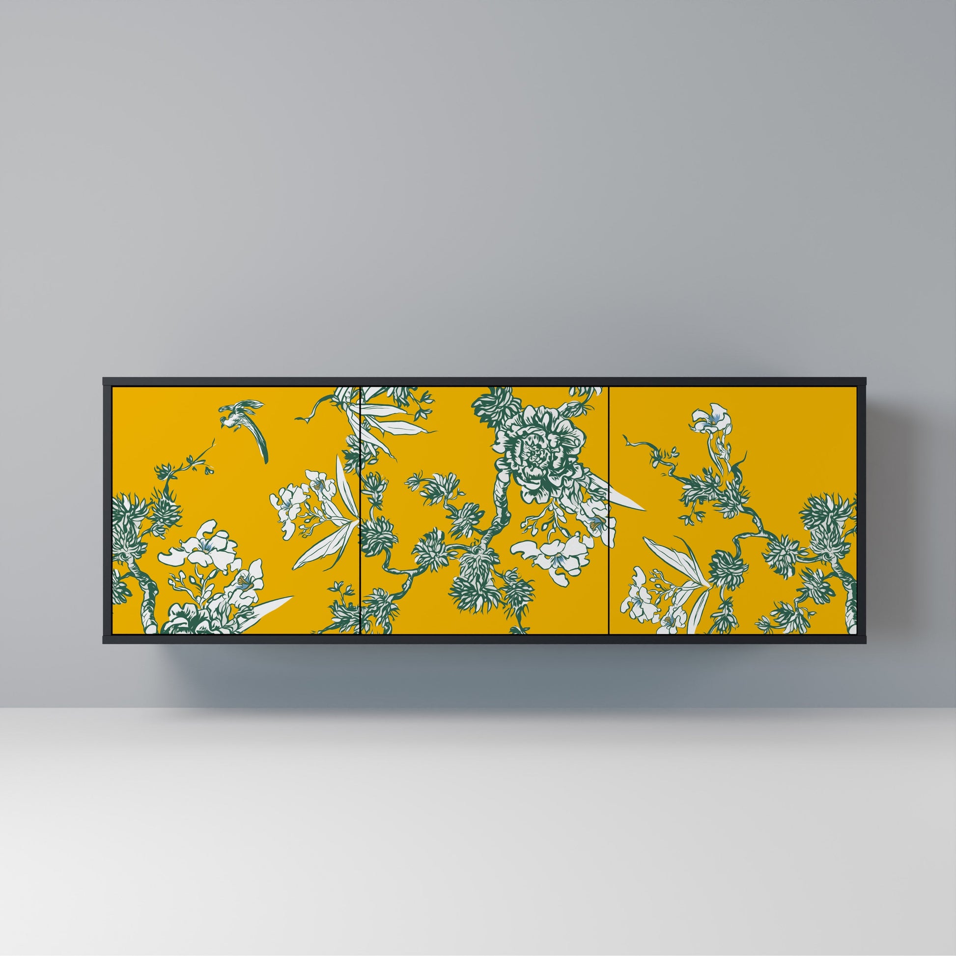 Buffet 3 portes YELLOW CHINOISERIE en finition noire