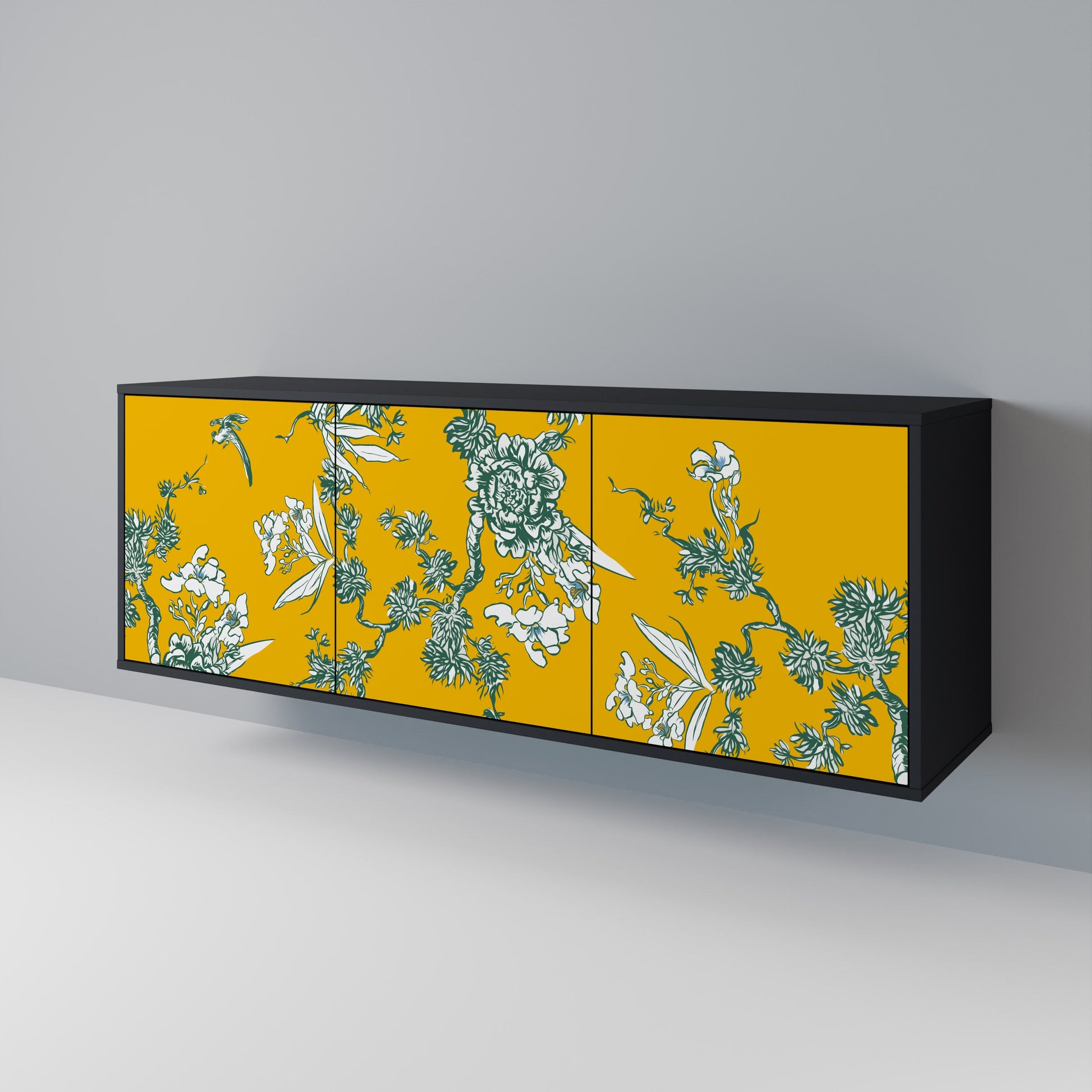 Buffet 3 portes YELLOW CHINOISERIE en finition noire