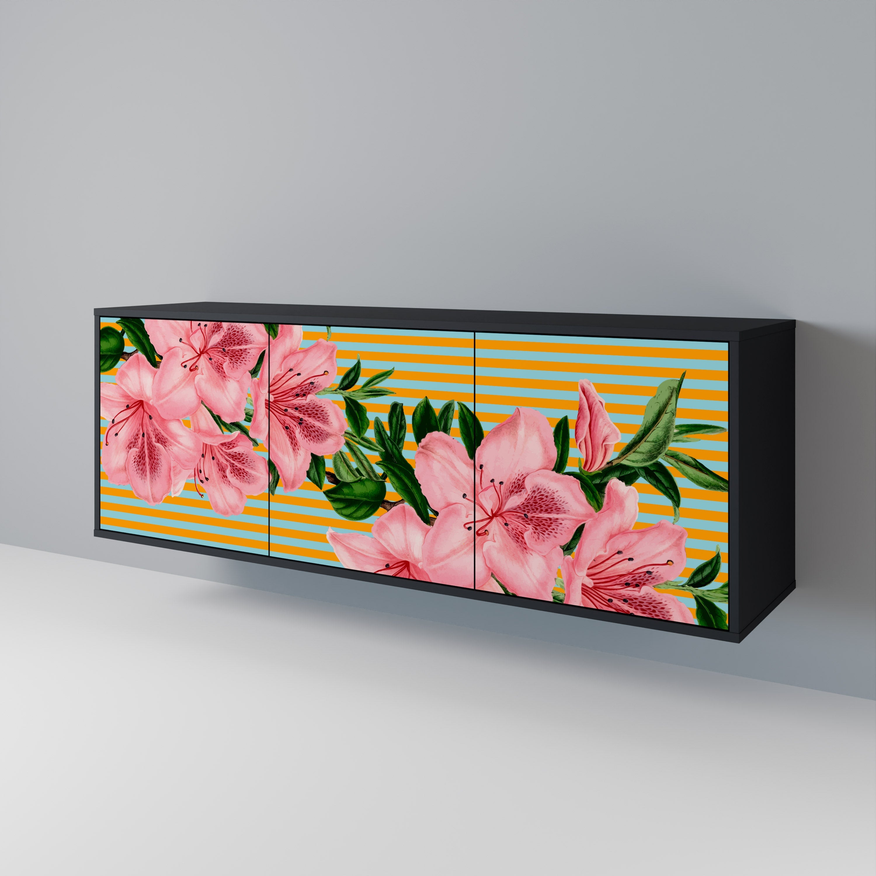 Buffet 3 portes FRAGILE BEAUTY en finition noire