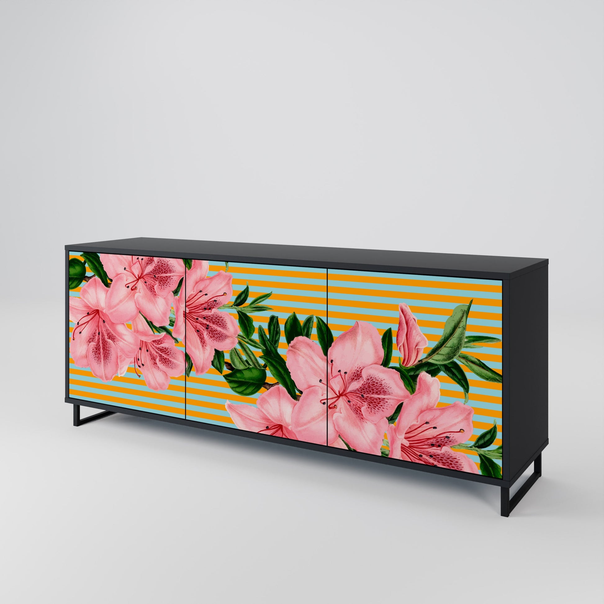 Buffet 3 portes FRAGILE BEAUTY en finition noire