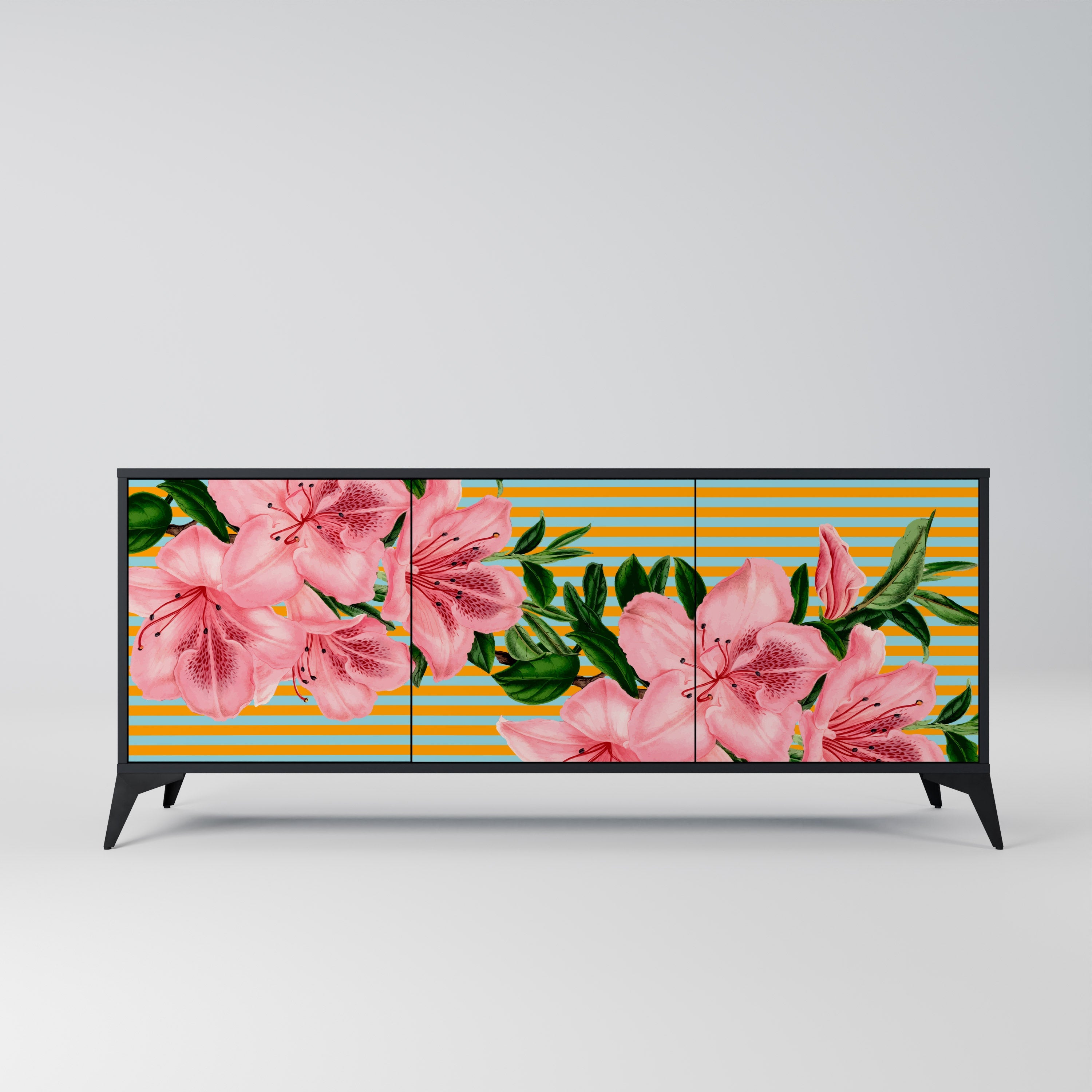 Buffet 3 portes FRAGILE BEAUTY en finition noire