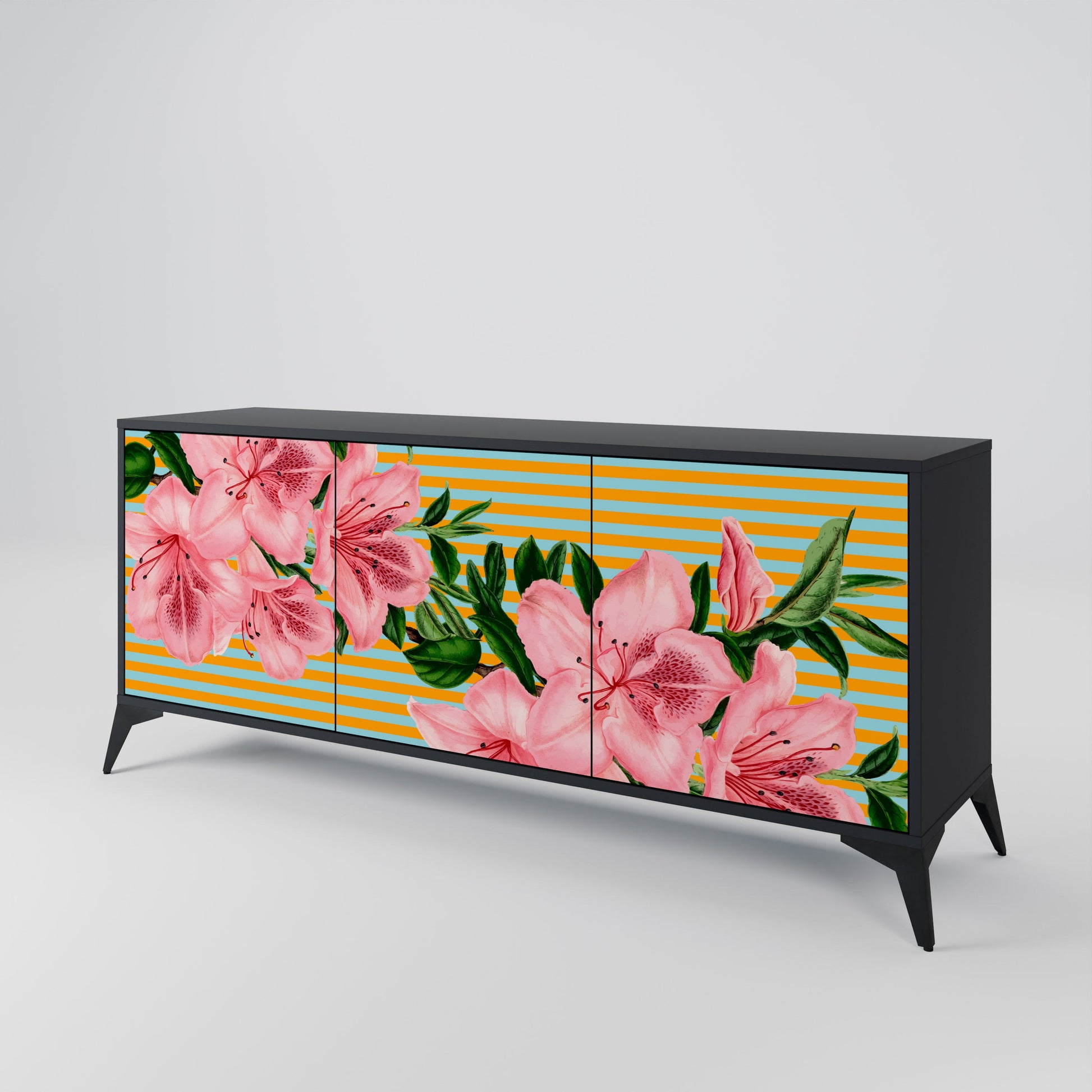 Buffet 3 portes FRAGILE BEAUTY en finition noire
