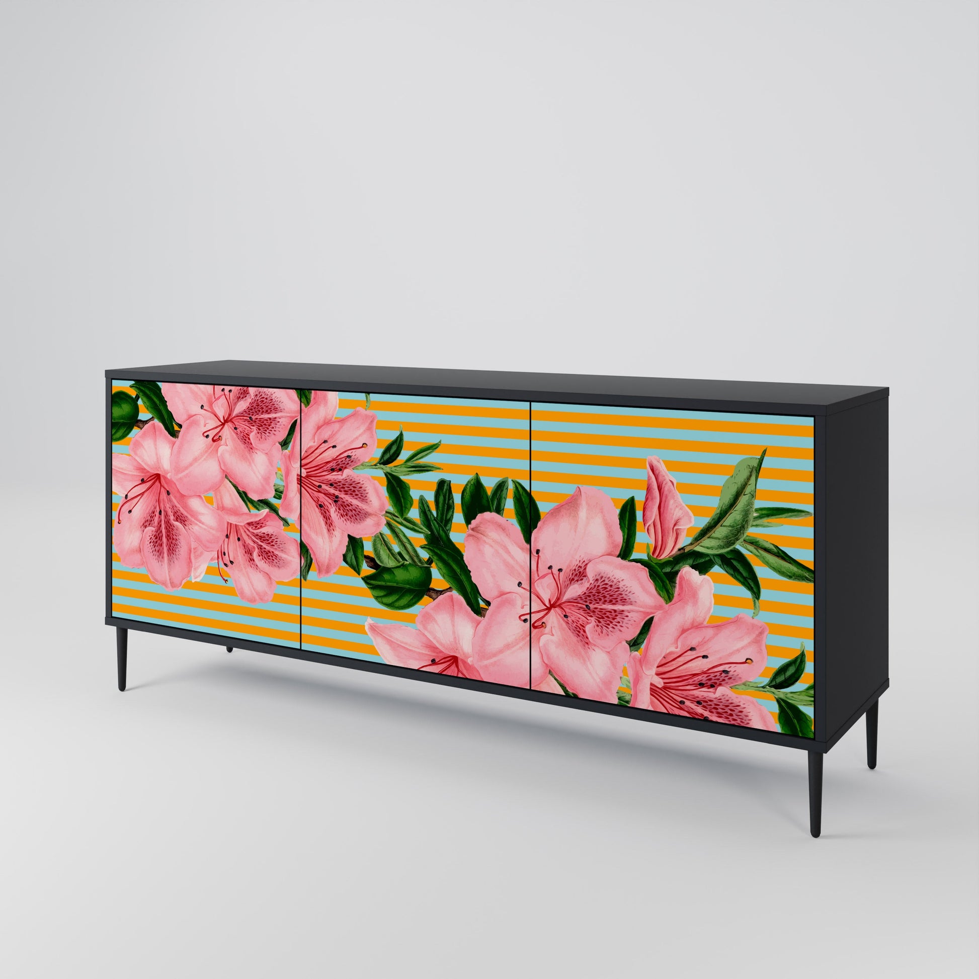 Buffet 3 portes FRAGILE BEAUTY en finition noire