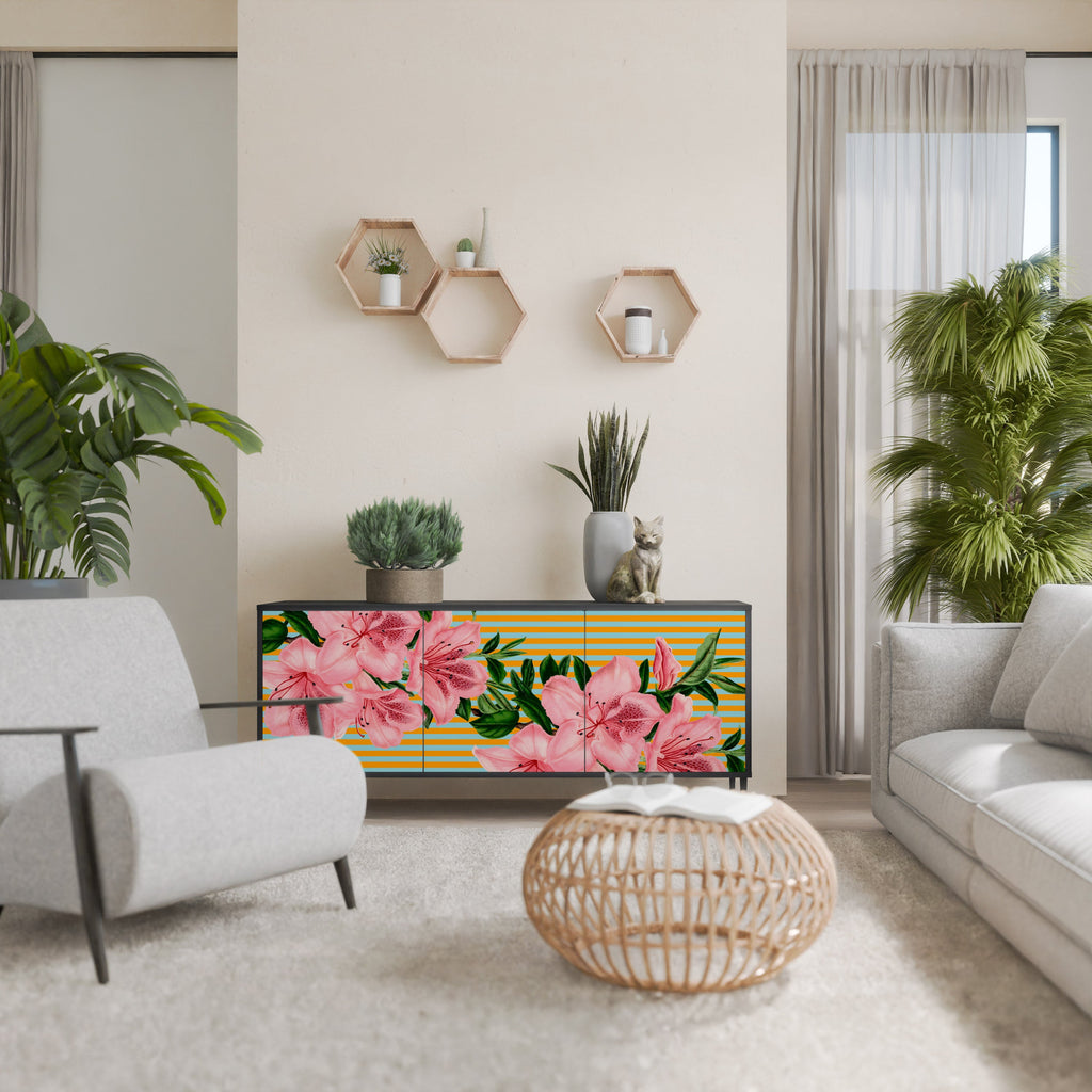 Buffet 3 portes FRAGILE BEAUTY en finition noire