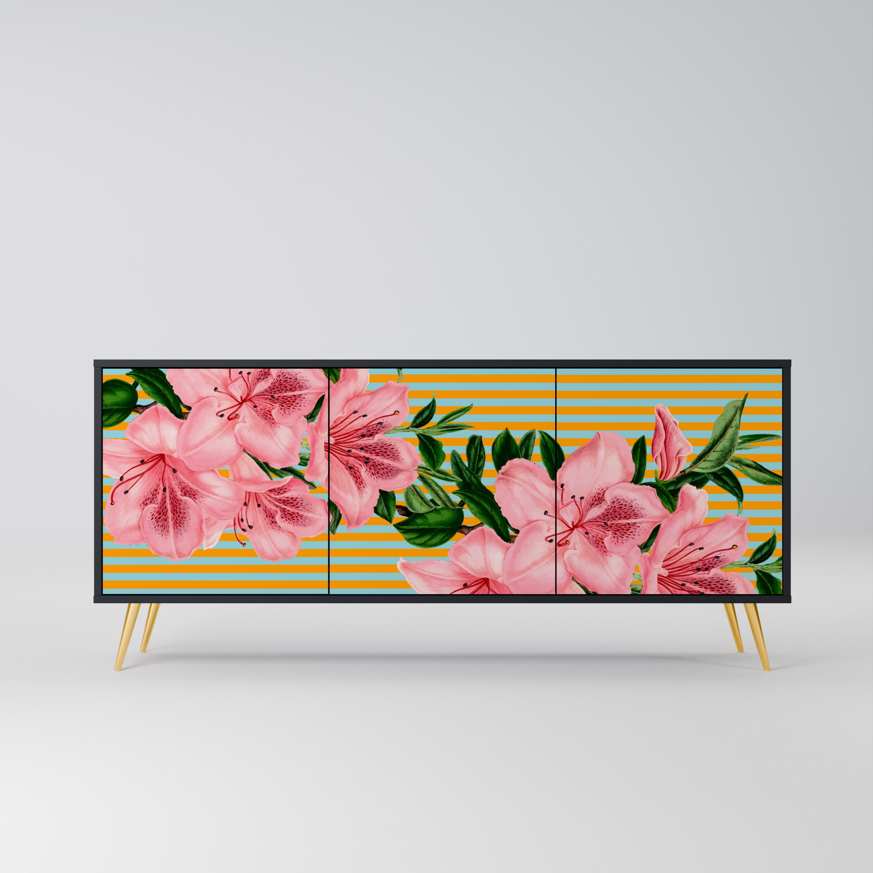 Buffet 3 portes FRAGILE BEAUTY en finition noire