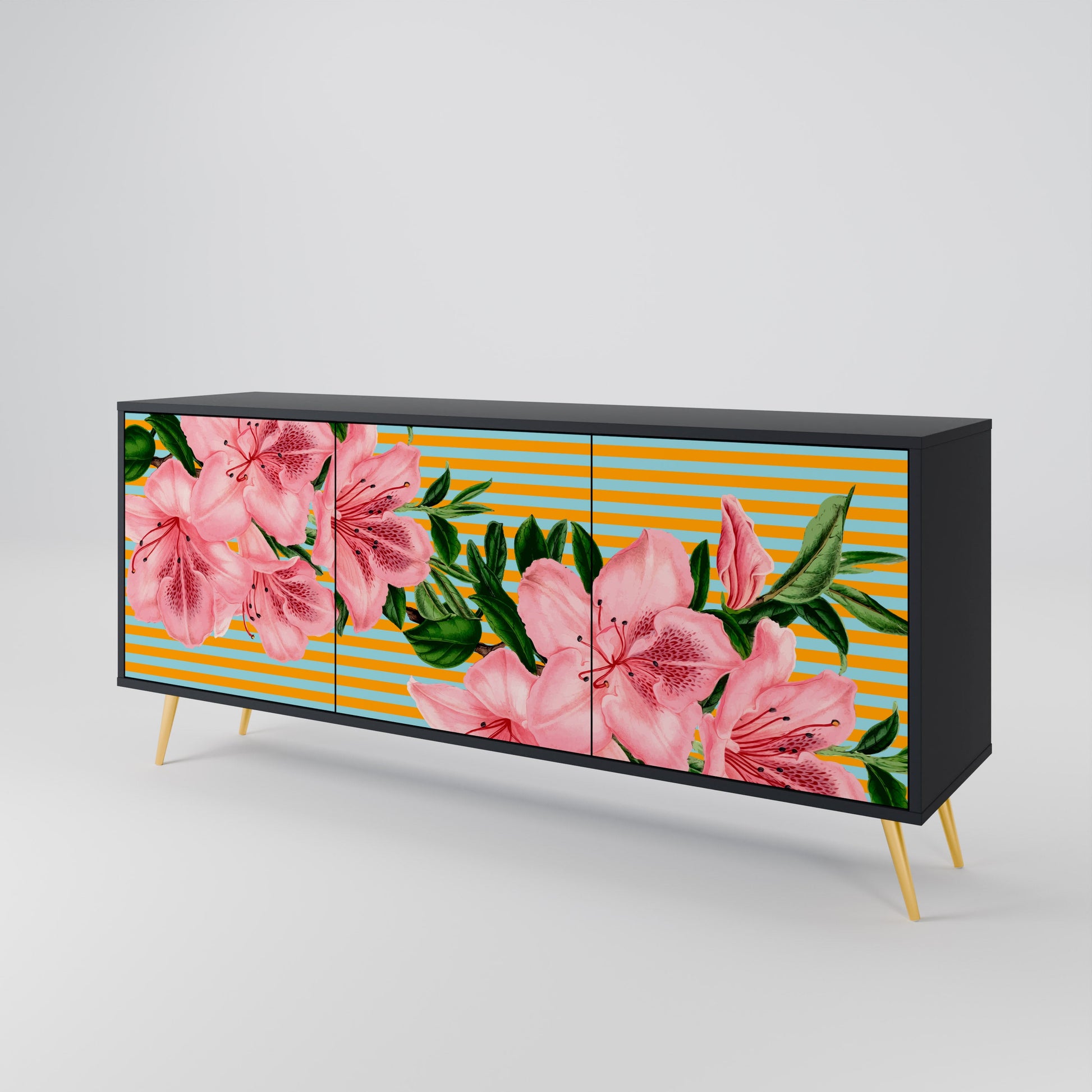 Buffet 3 portes FRAGILE BEAUTY en finition noire