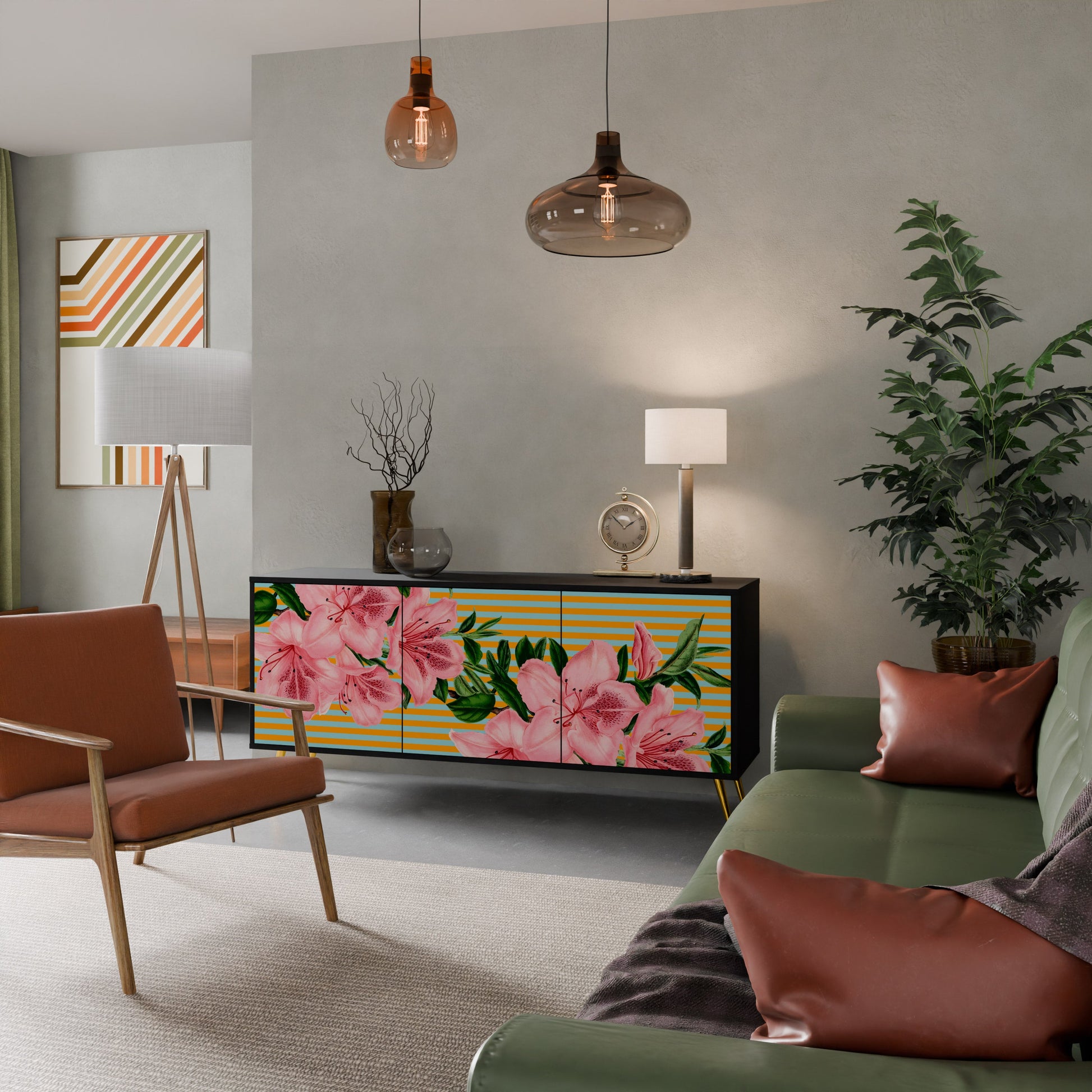 Buffet 3 portes FRAGILE BEAUTY en finition noire