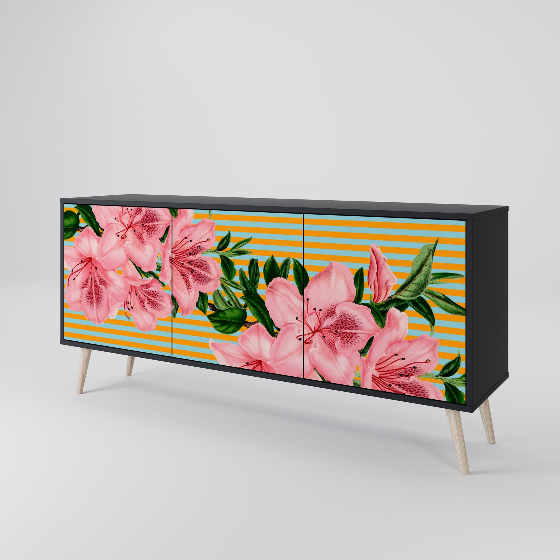 Buffet 3 portes FRAGILE BEAUTY en finition noire