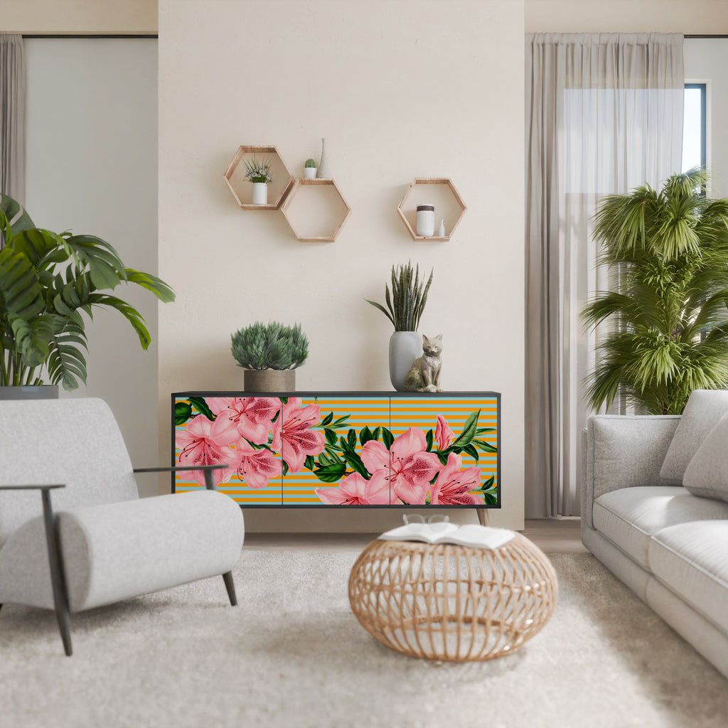 Buffet 3 portes FRAGILE BEAUTY en finition noire