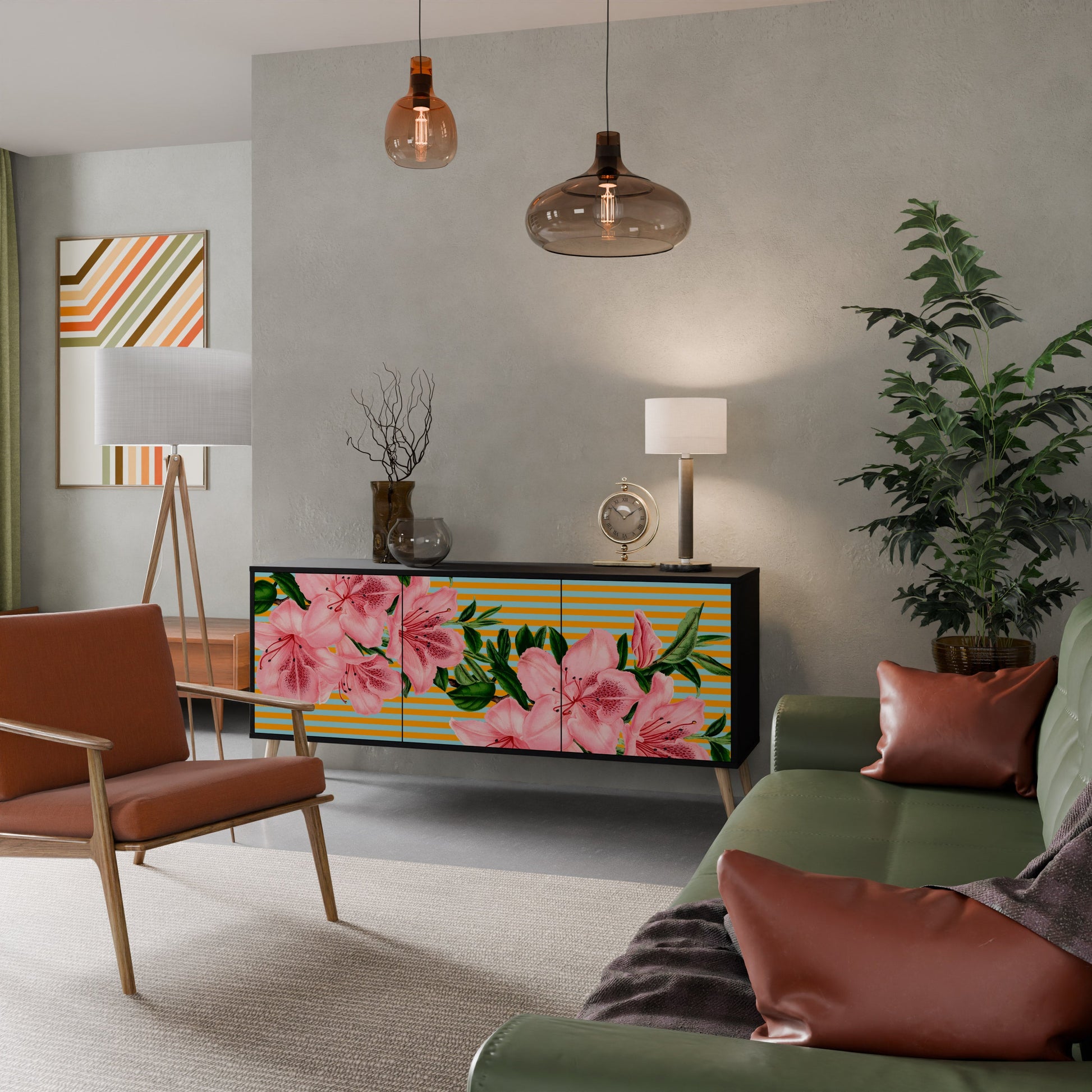 Buffet 3 portes FRAGILE BEAUTY en finition noire