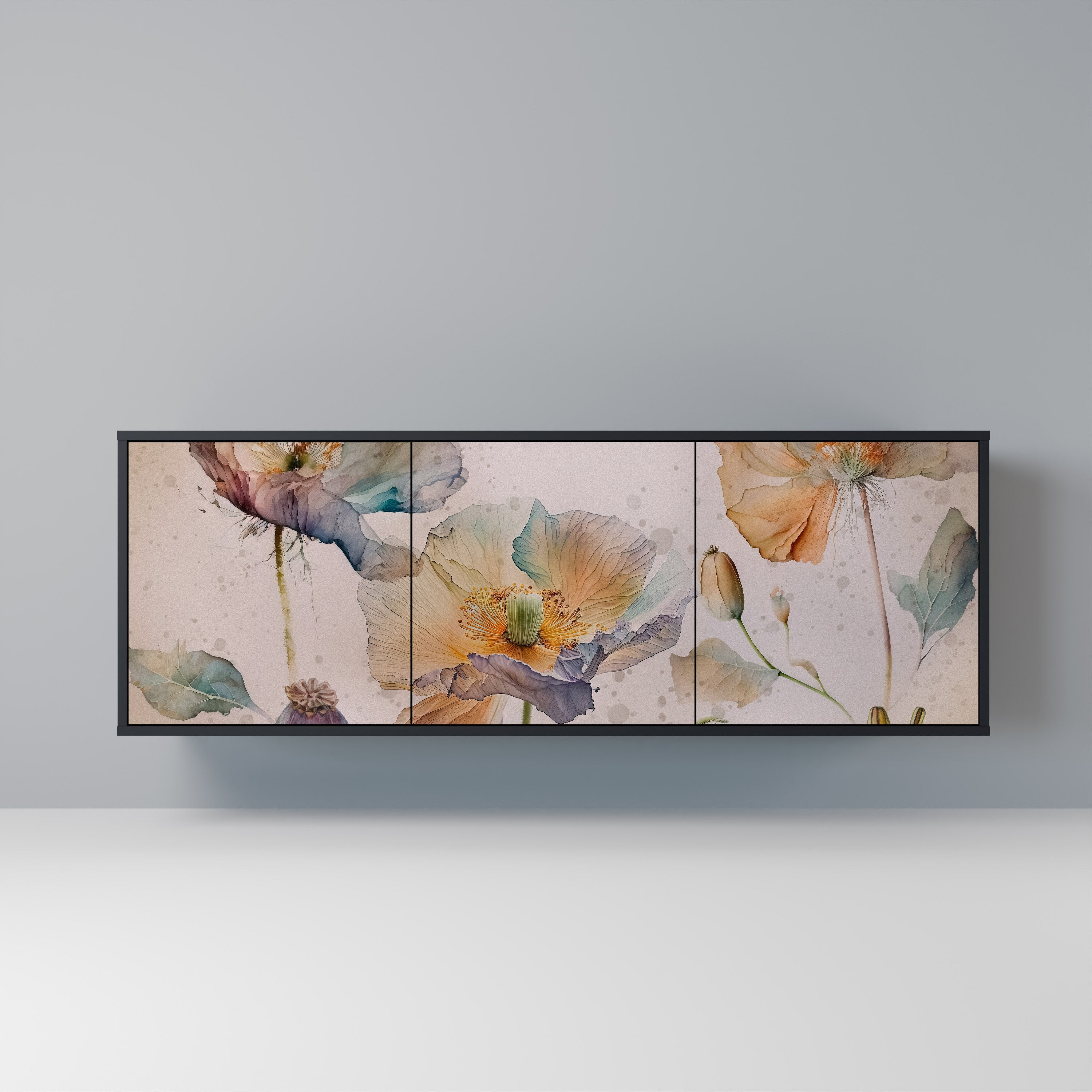 Buffet 3 portes SOFTEN POPPY finition noire