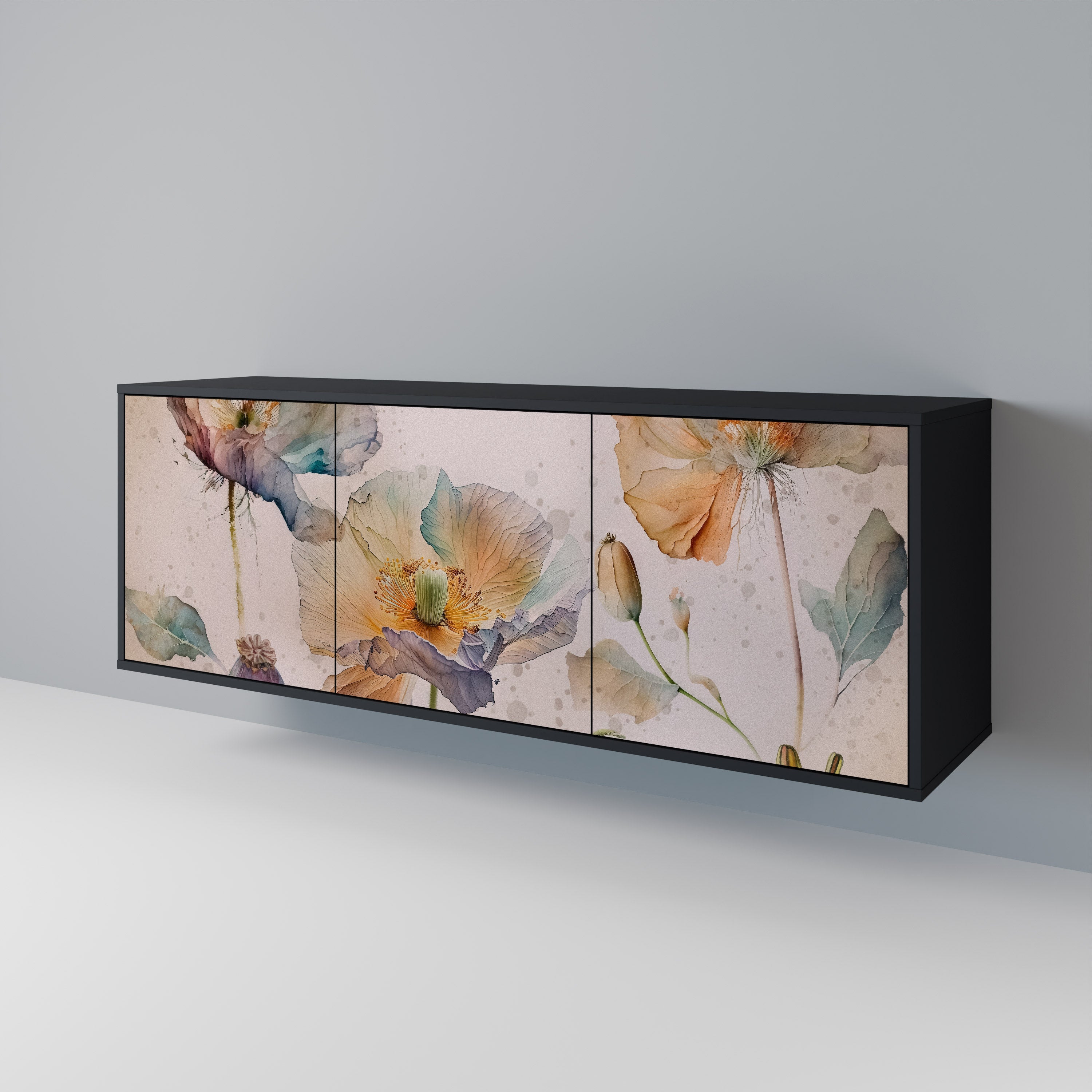 Buffet 3 portes SOFTEN POPPY finition noire