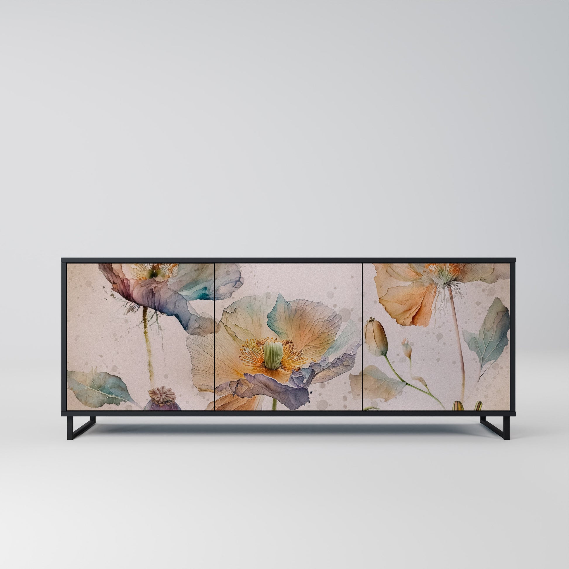 Buffet 3 portes SOFTEN POPPY finition noire