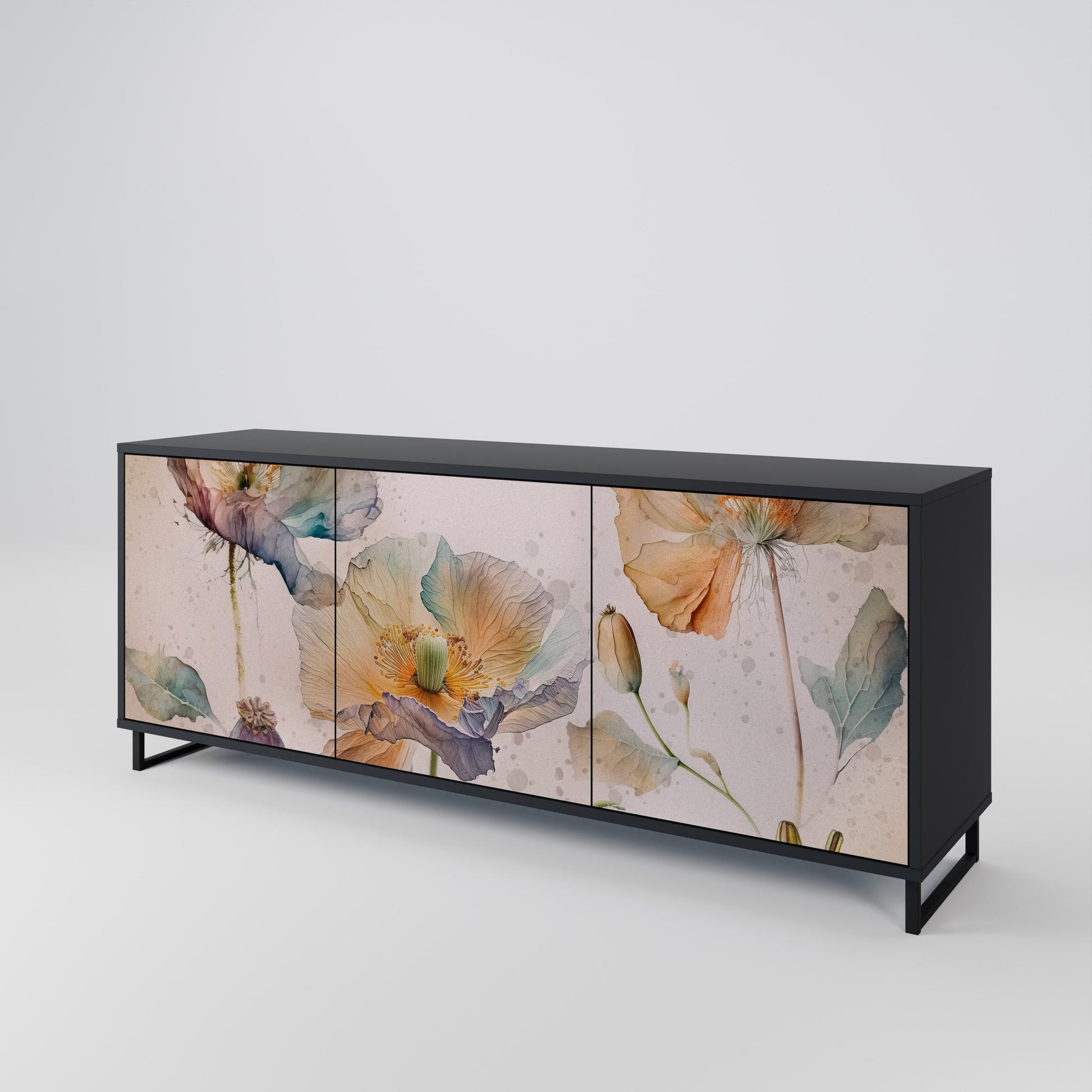 Buffet 3 portes SOFTEN POPPY finition noire