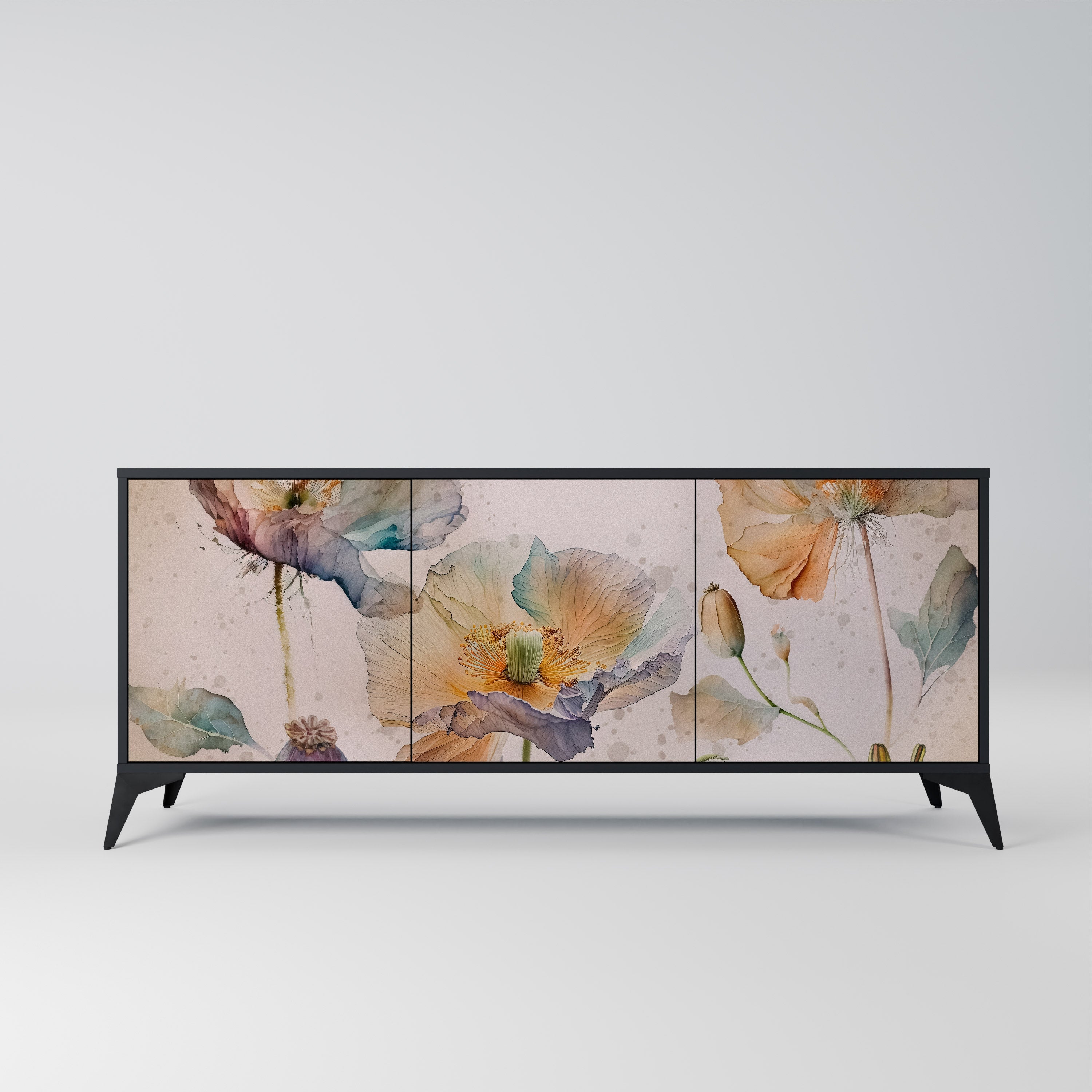 Buffet 3 portes SOFTEN POPPY finition noire