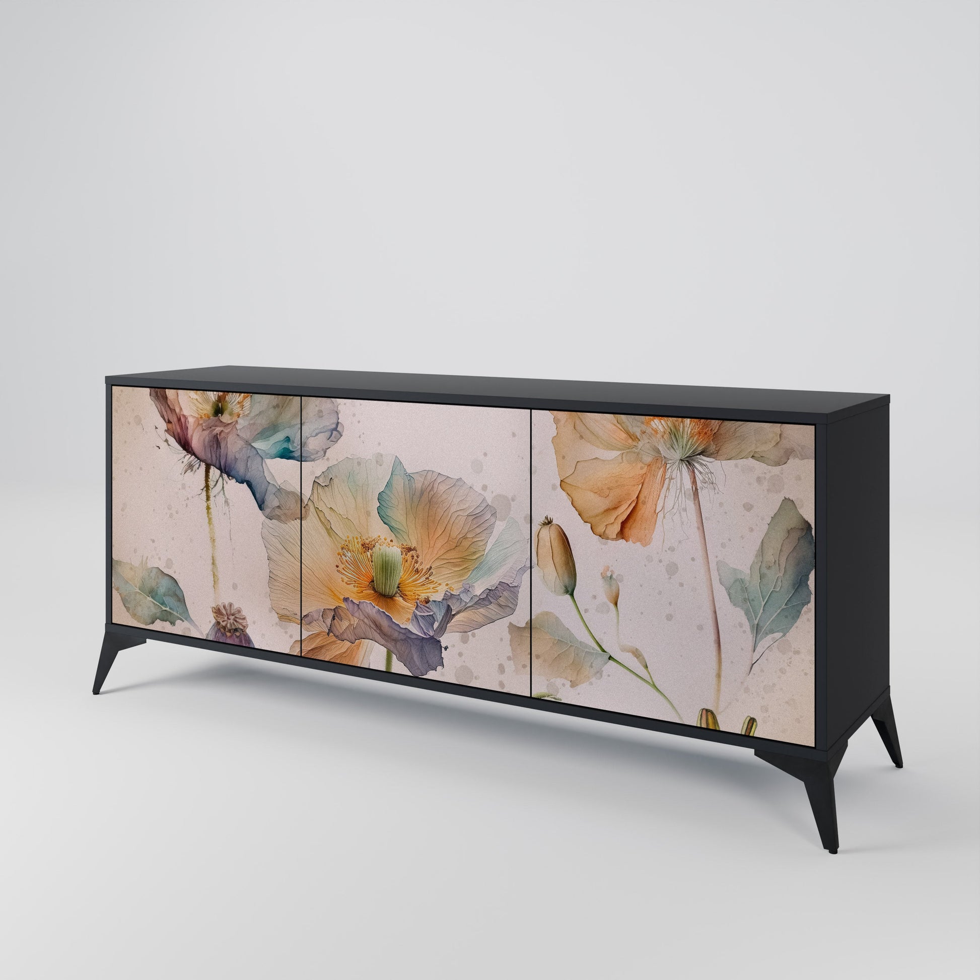 Buffet 3 portes SOFTEN POPPY finition noire