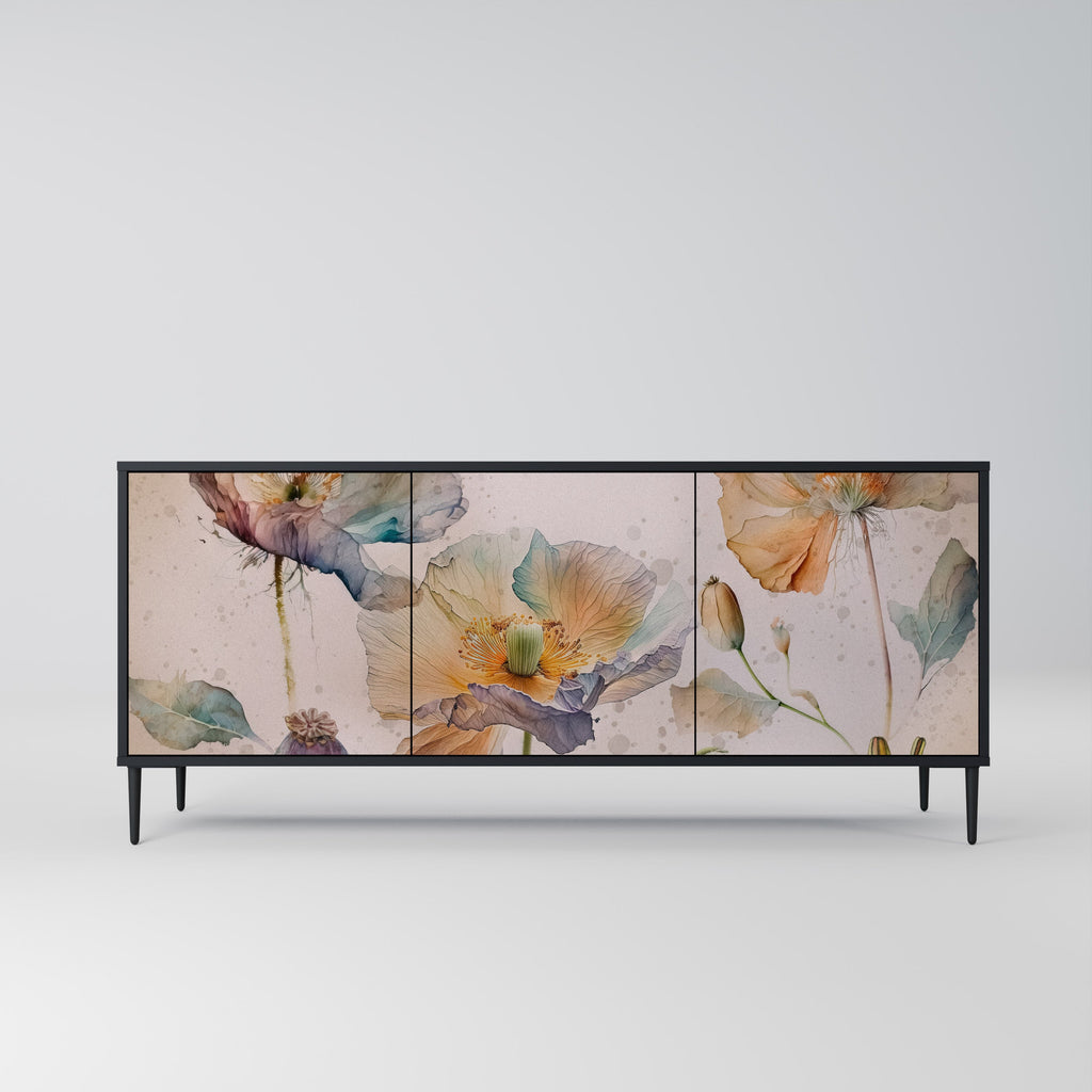 Buffet 3 portes SOFTEN POPPY finition noire