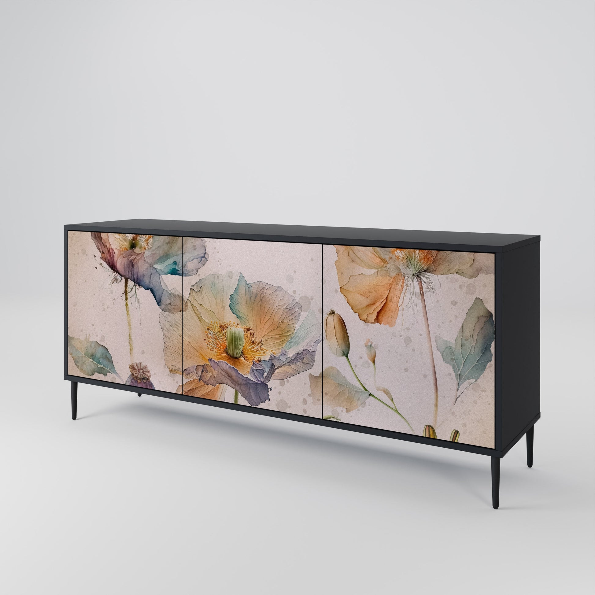 Buffet 3 portes SOFTEN POPPY finition noire