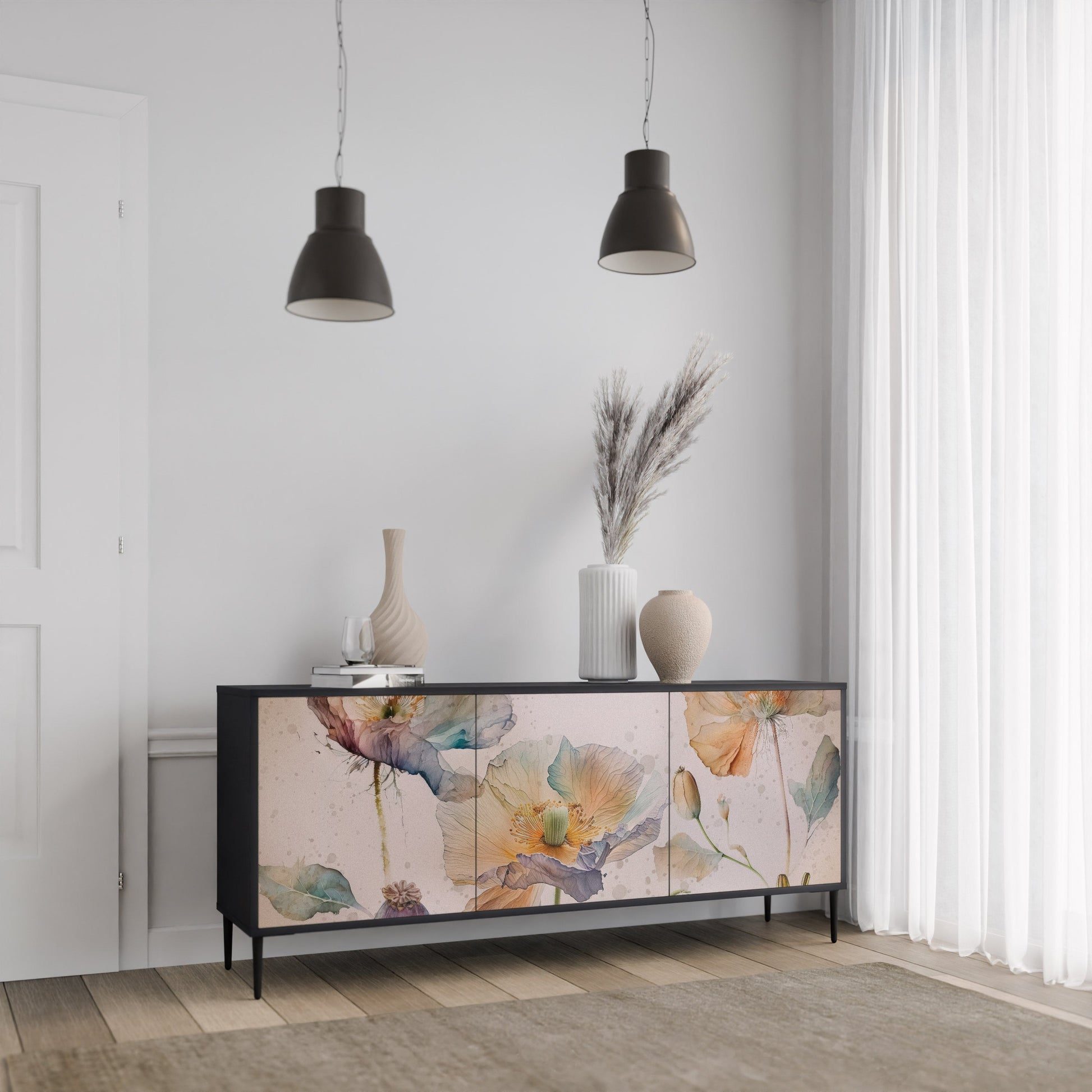 Buffet 3 portes SOFTEN POPPY finition noire