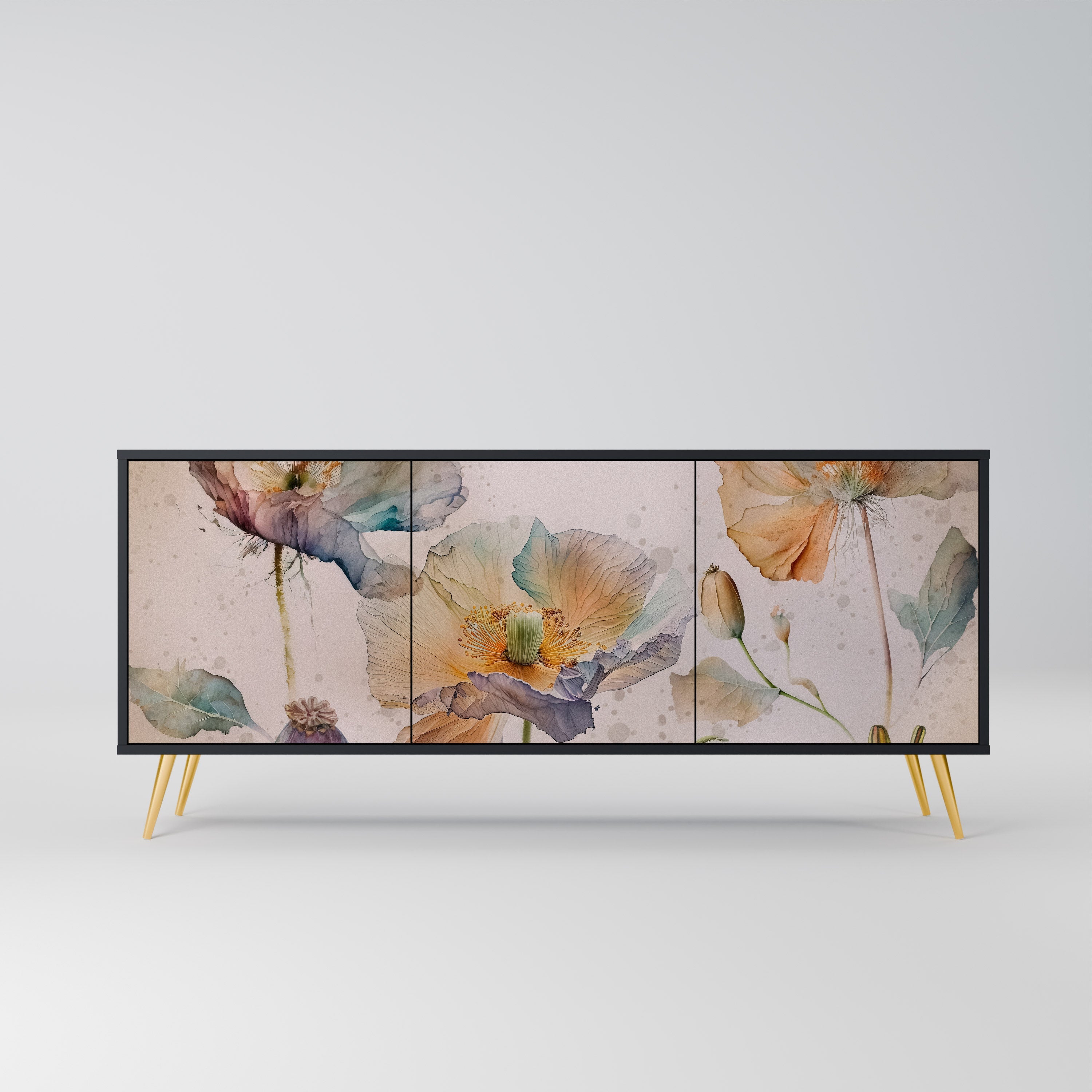 Buffet 3 portes SOFTEN POPPY finition noire