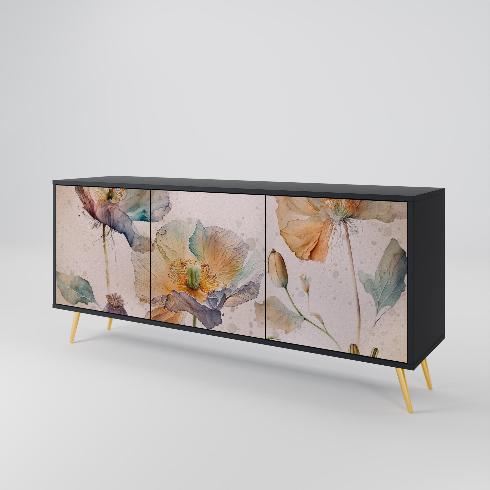 Buffet 3 portes SOFTEN POPPY finition noire
