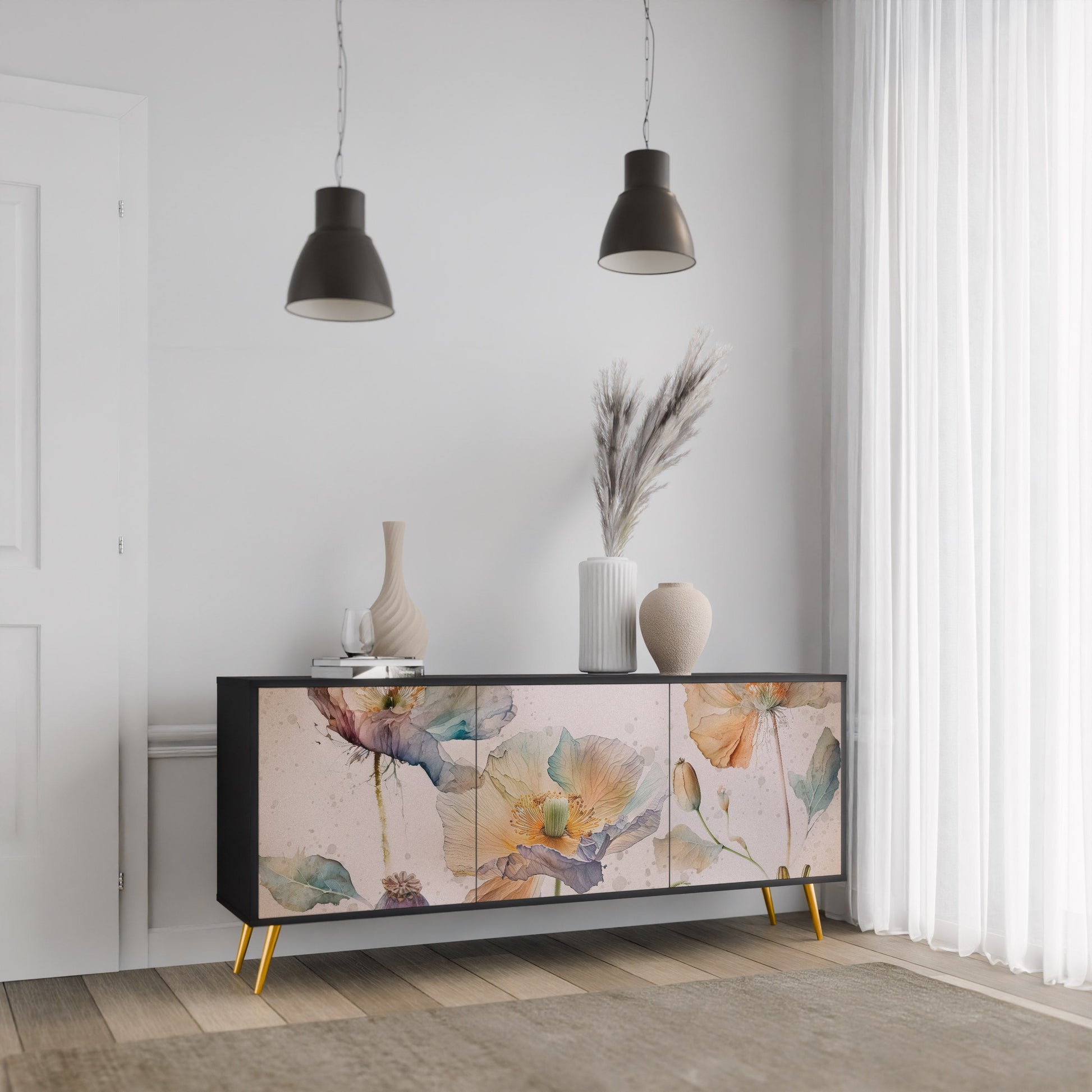 Buffet 3 portes SOFTEN POPPY finition noire