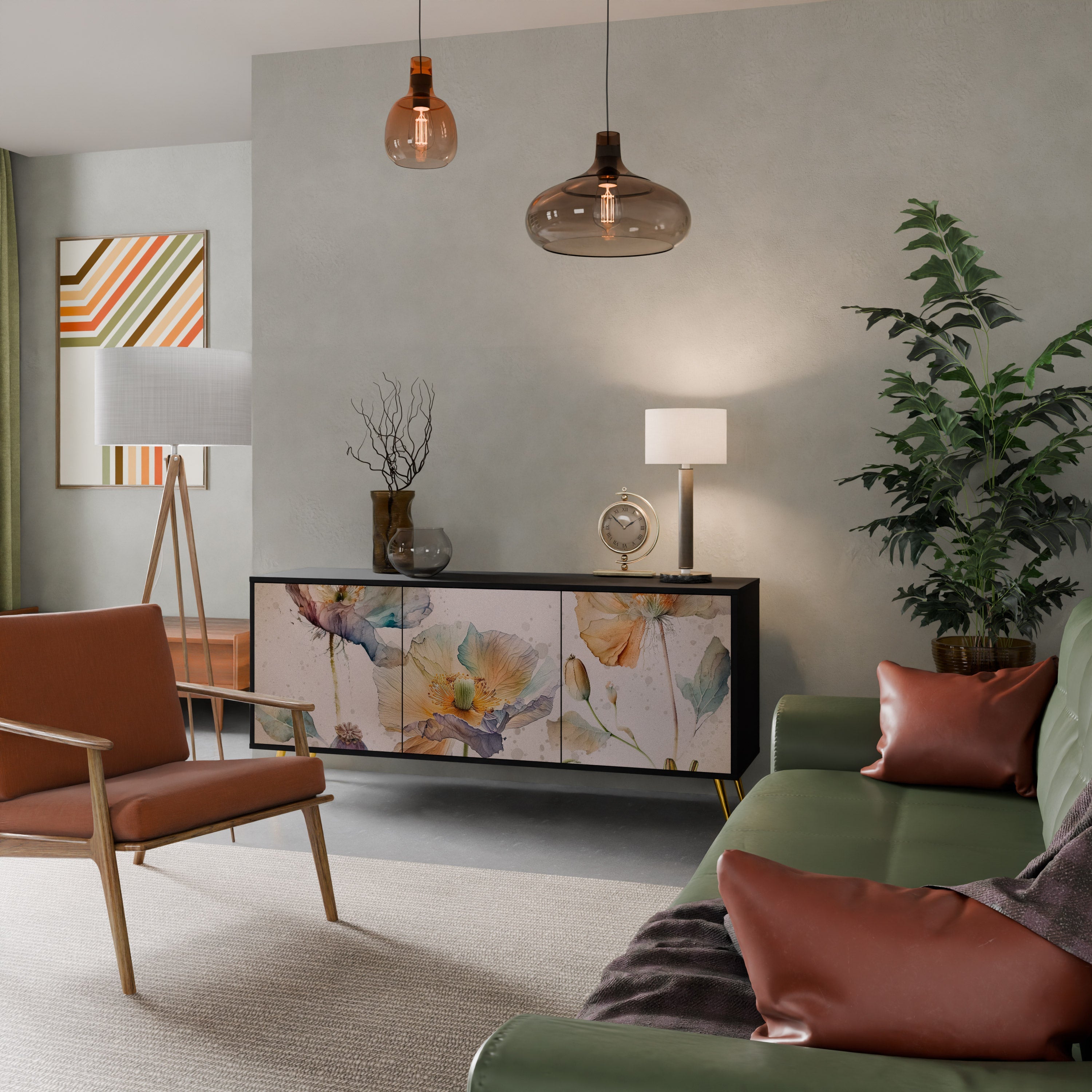 Buffet 3 portes SOFTEN POPPY finition noire