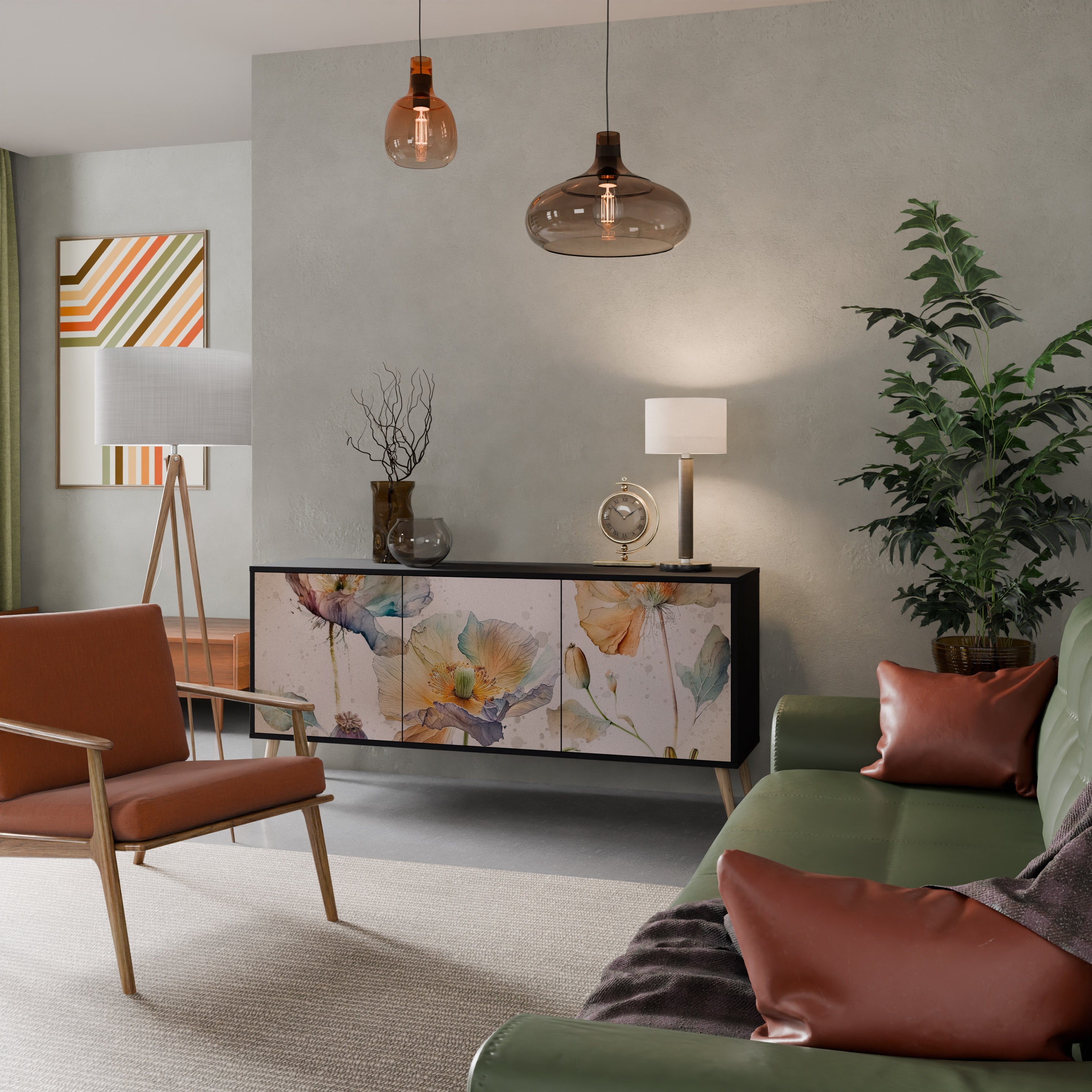 Buffet 3 portes SOFTEN POPPY finition noire