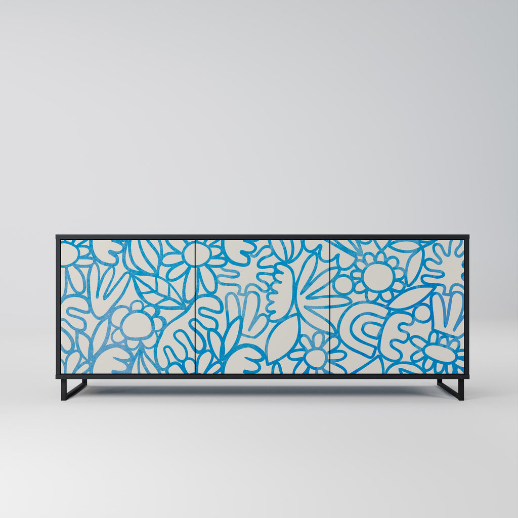 Buffet 3 portes BLOOMY MORNING en finition noire