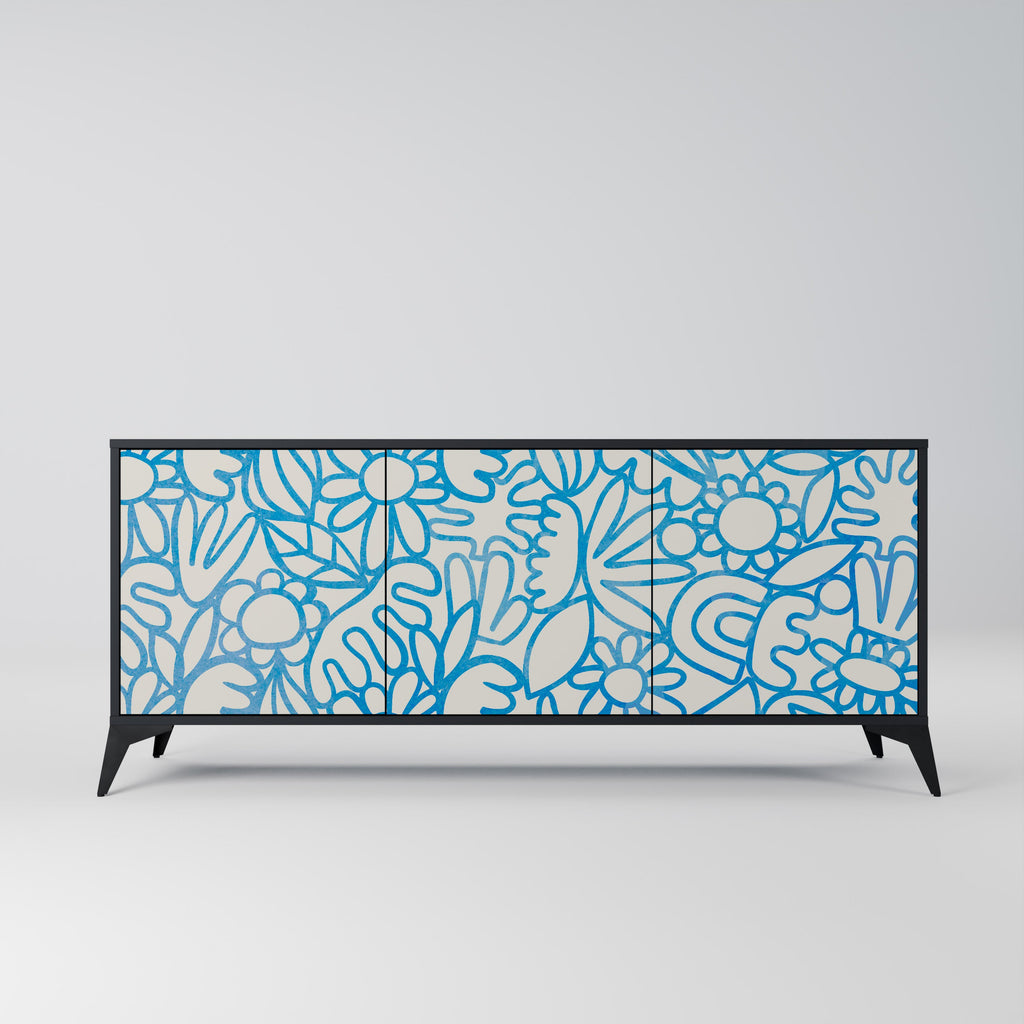 Buffet 3 portes BLOOMY MORNING en finition noire