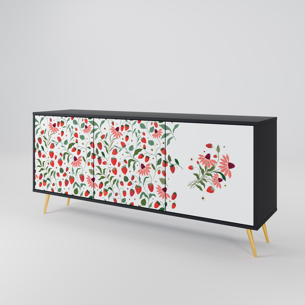 FLOWERS AND STRAWBERRIES 3-Door Sideboard