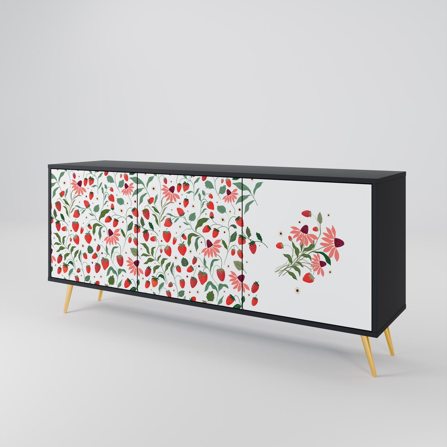 FLOWERS AND STRAWBERRIES 3-Door Sideboard